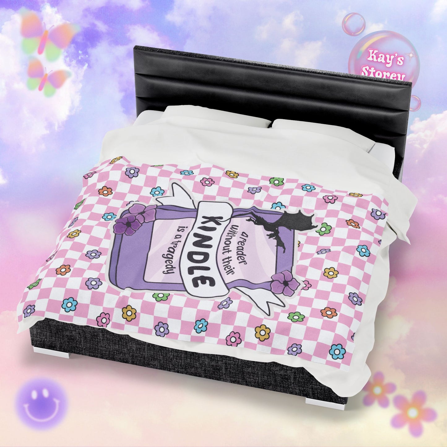 Pink Reader Without Their Kindle Velveteen Plush Blanket