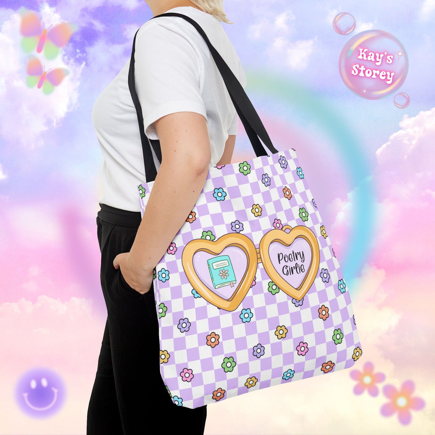Purple Poetry Girlie Tote Bag