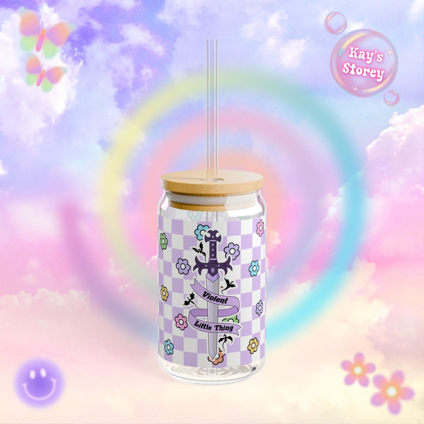 Purple Violent Little Thing Sipper Glass, 16oz