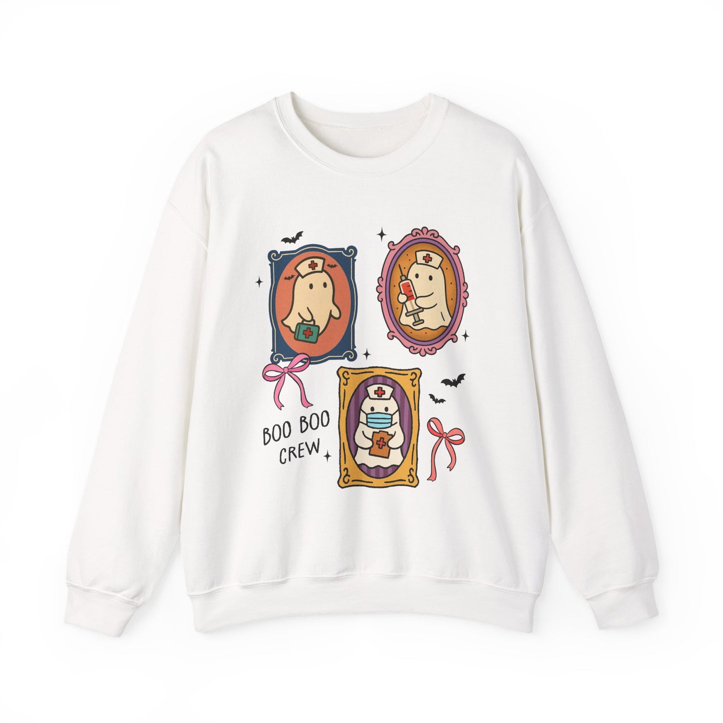 Boo Boo Crew Nurses Sweatshirt, Long Sleeve Shirt for Spooky Season Bookish Gift,  Halloween Reading Apparel