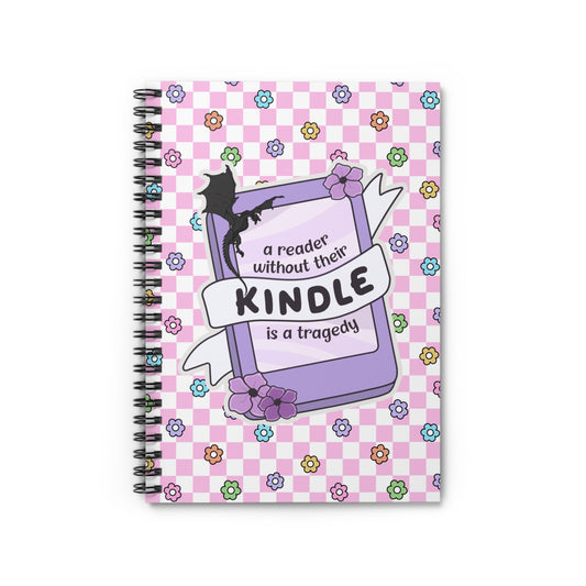 Pink Reader Without Their Kindle Spiral Notebook - Ruled Line