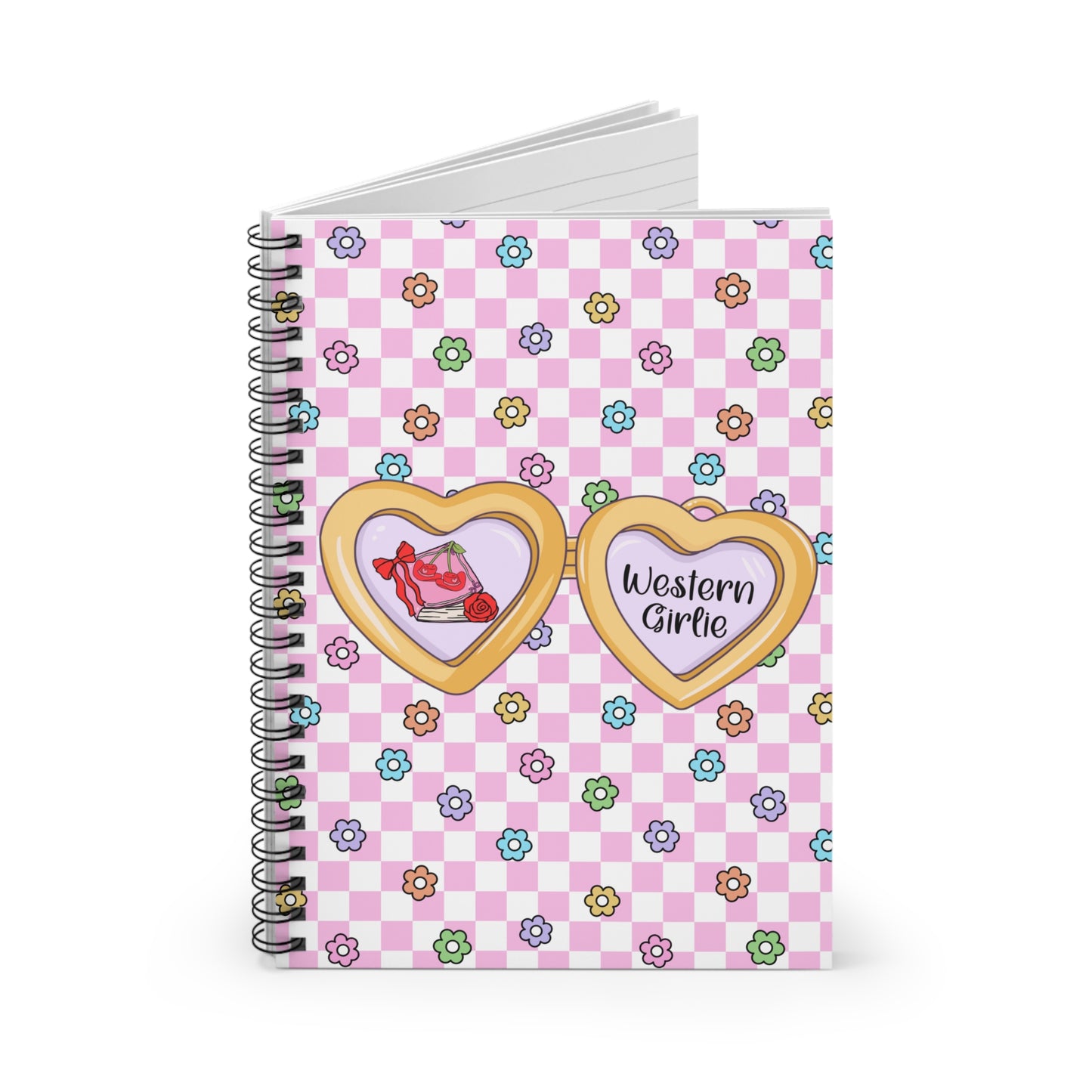 Pink Western Girlie Spiral Notebook - Ruled Line