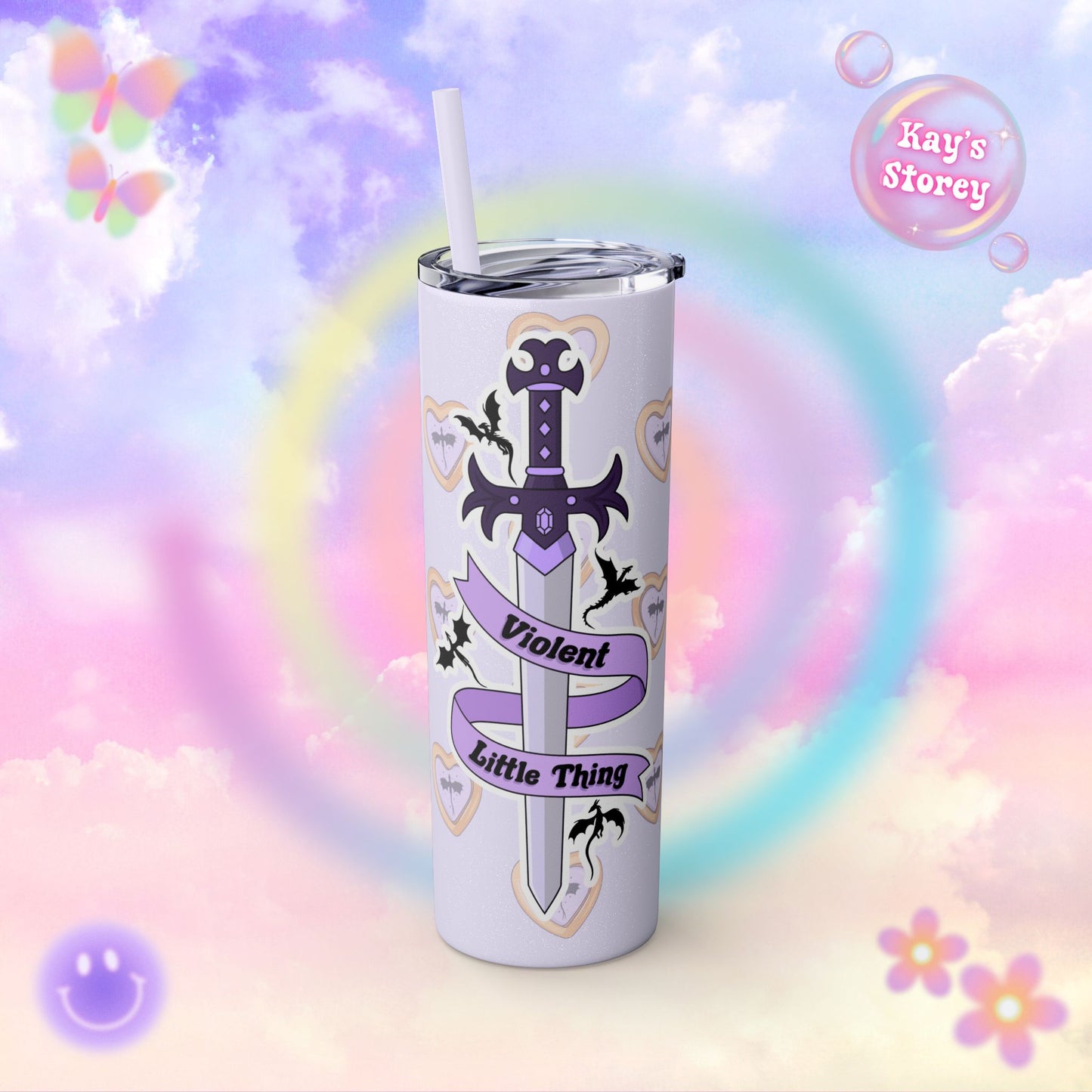 Fourth Wing Fantasy Tumbler, Romantasy Book Girl, Fourth Wing Fan Cup, Violent Little Thing Tumbler with Straw, 20oz
