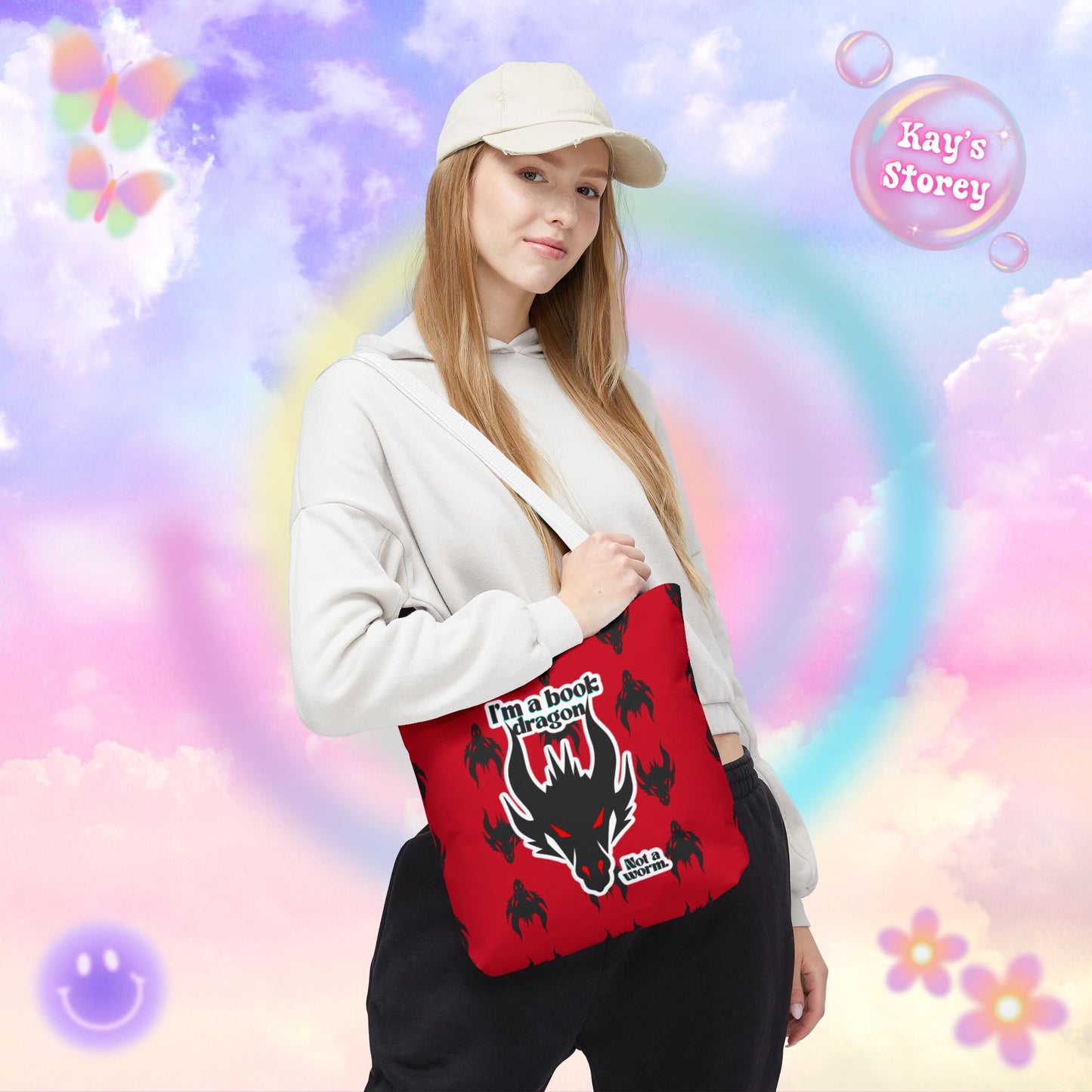 Book Dragon Red Tote Bag
