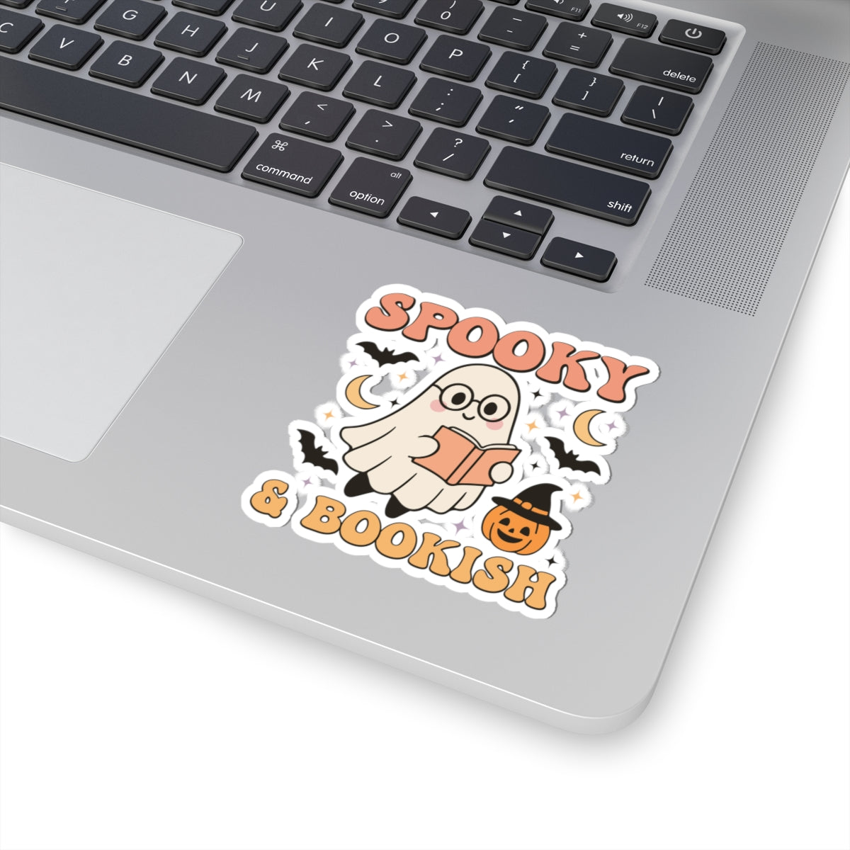 Spooky & Bookish Sticker - Kiss-Cut Stickers, Halloween Sticker, Cute Ghost Reading Design, Spooky Sticker, Decorative Sticker for Journals