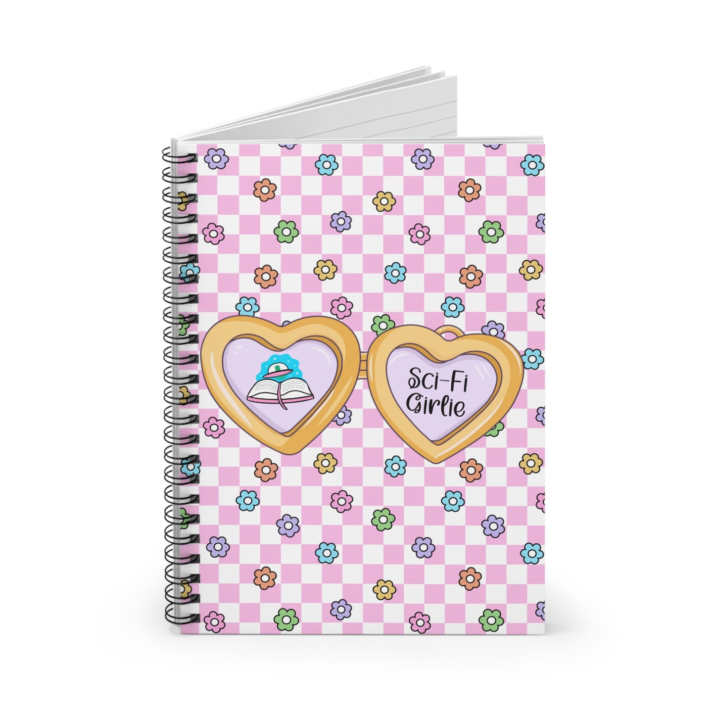 Pink Sci-Fi Girlie Spiral Notebook - Ruled Line