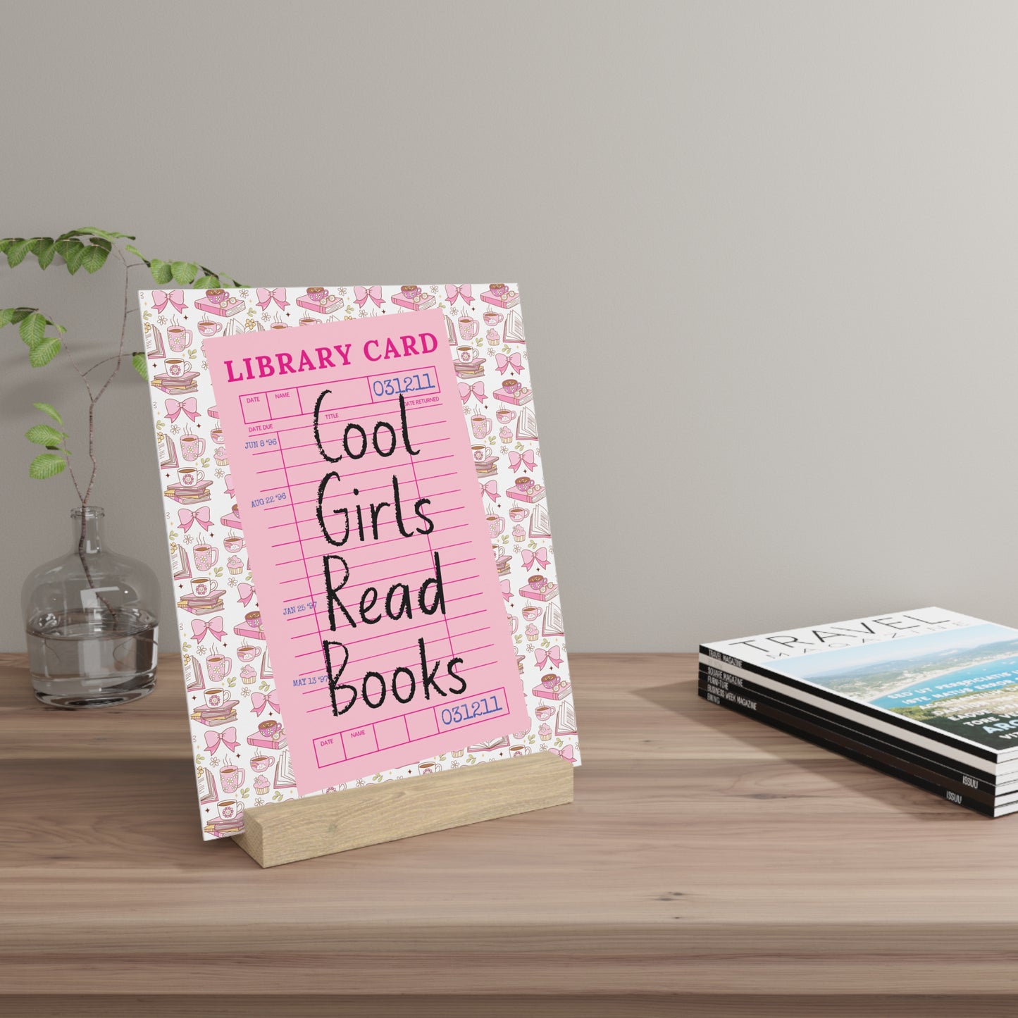 Cool Girls Read Books Bookshelf Decor with Stand