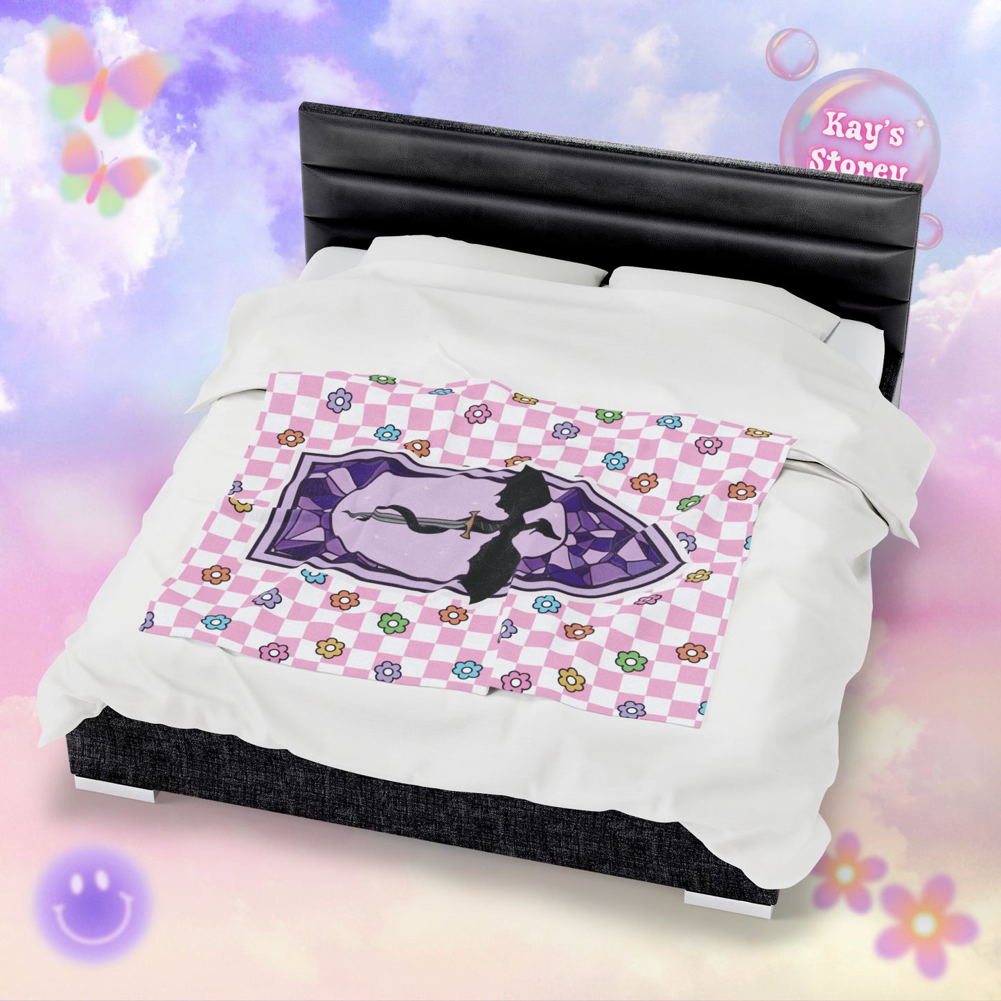 Pink Romantasy Velveteen Plush Blanket
