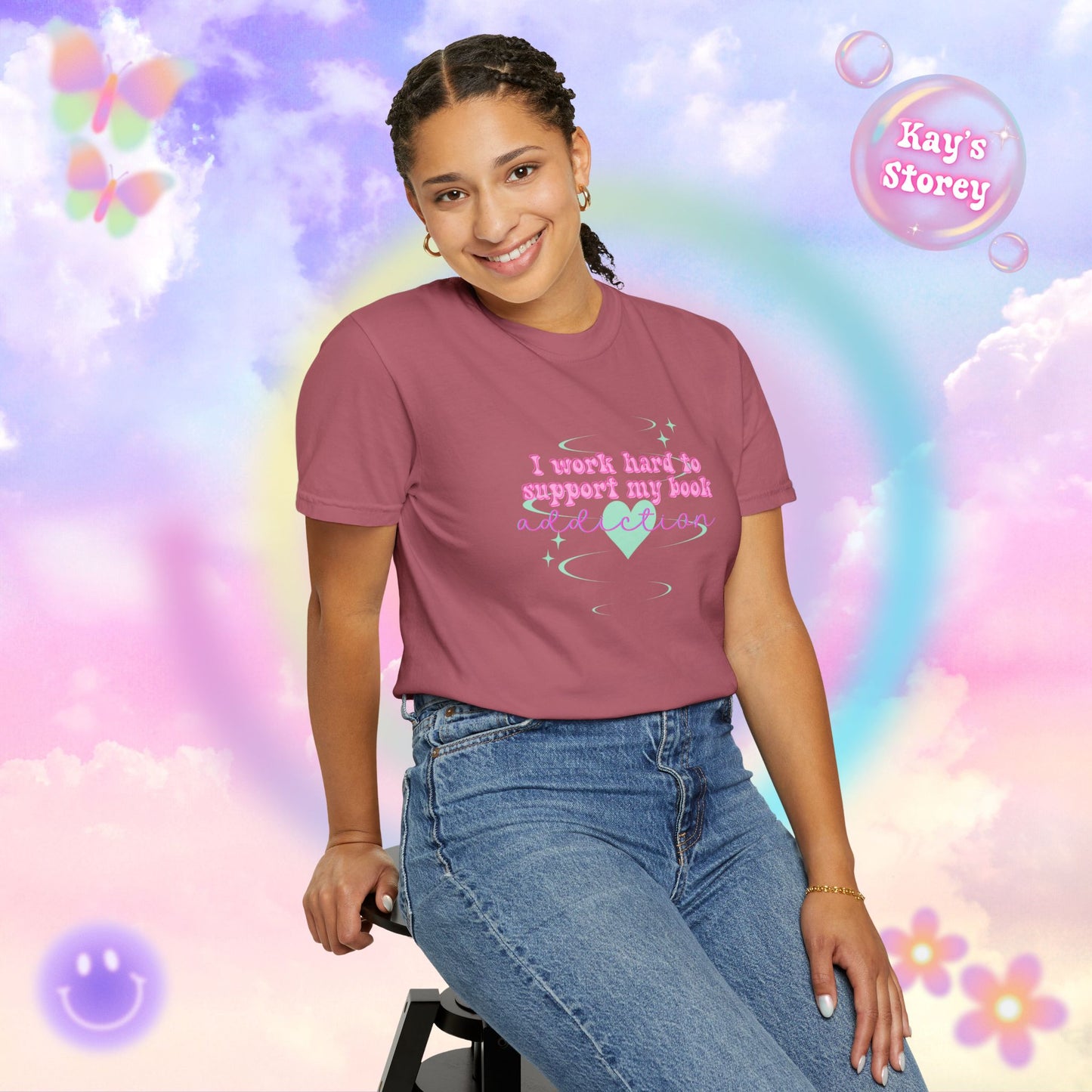 I Work Hard To Support My Book Addiction Comfort Colors T-Shirt