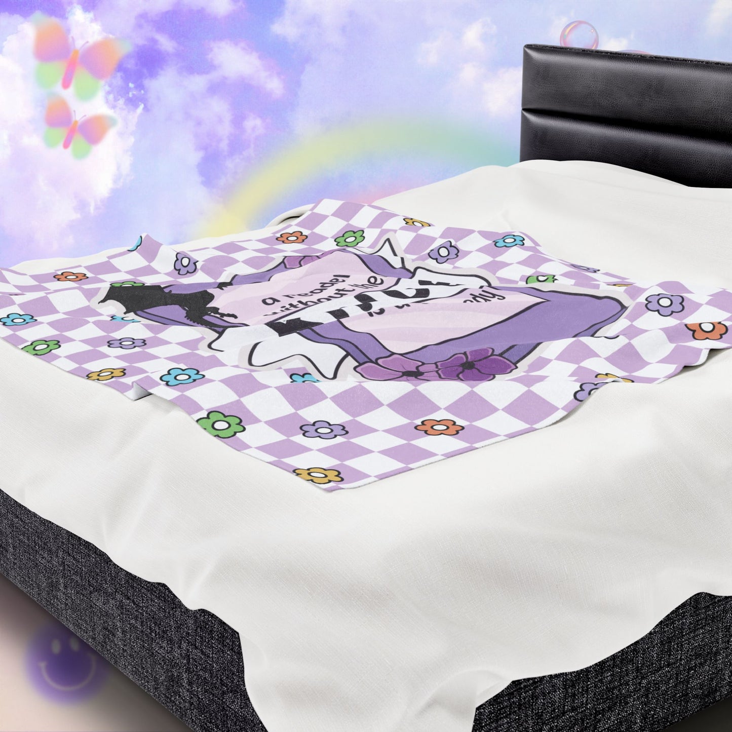 Purple Reader Without Their Kindle Velveteen Plush Blanket