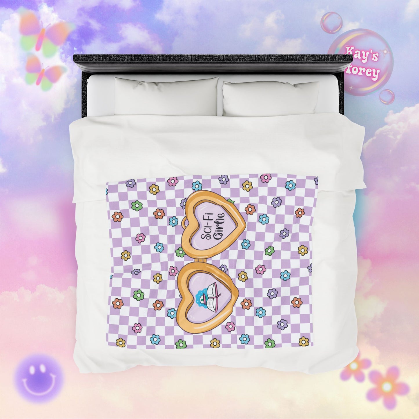 Purple Sci-Fi Girlie Velveteen Plush Blanket