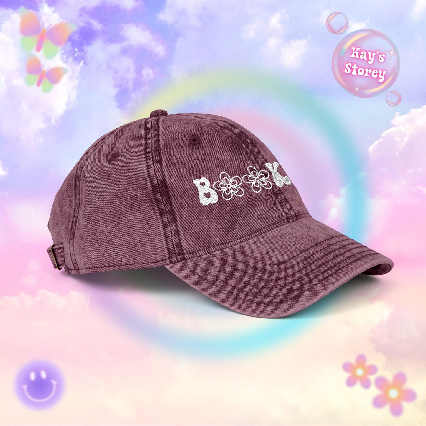 Bookish Embroidered Vintage Cap
