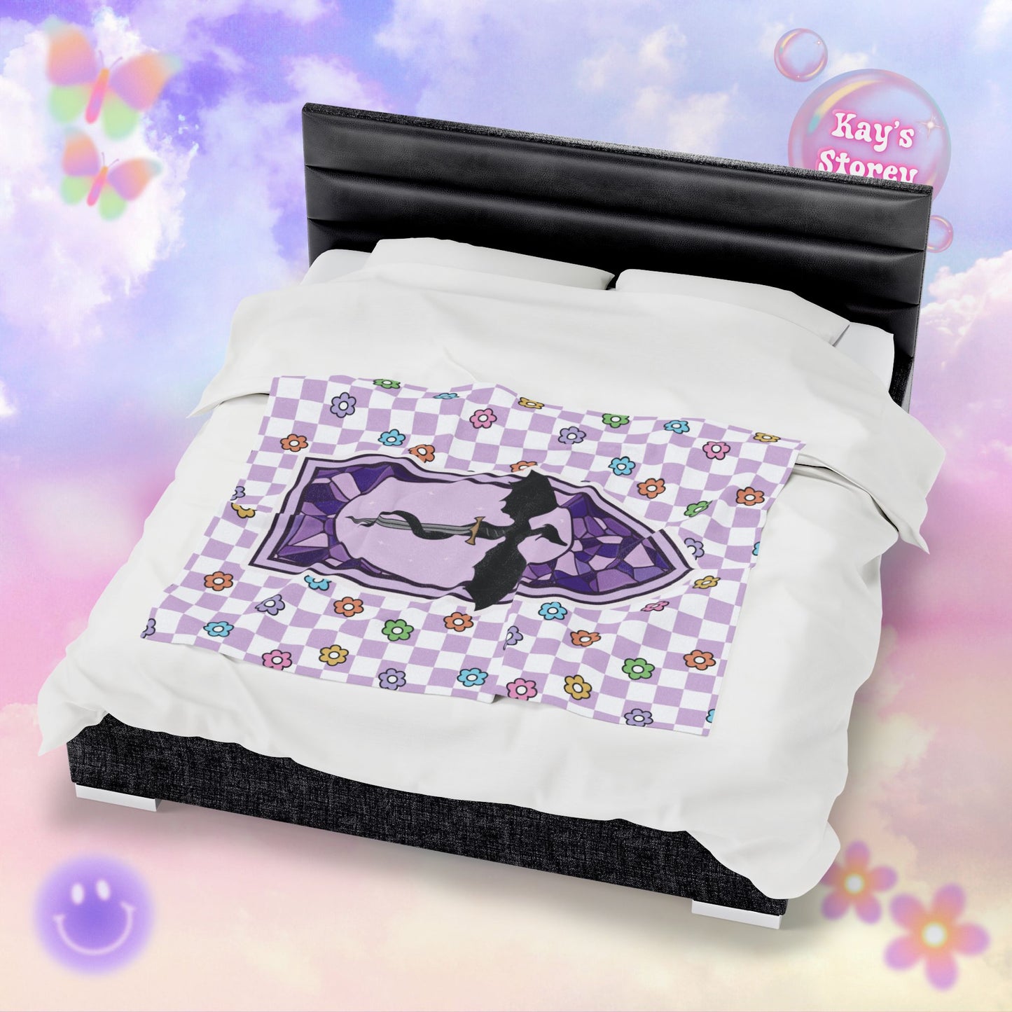 Purple Romantasy Velveteen Plush Blanket