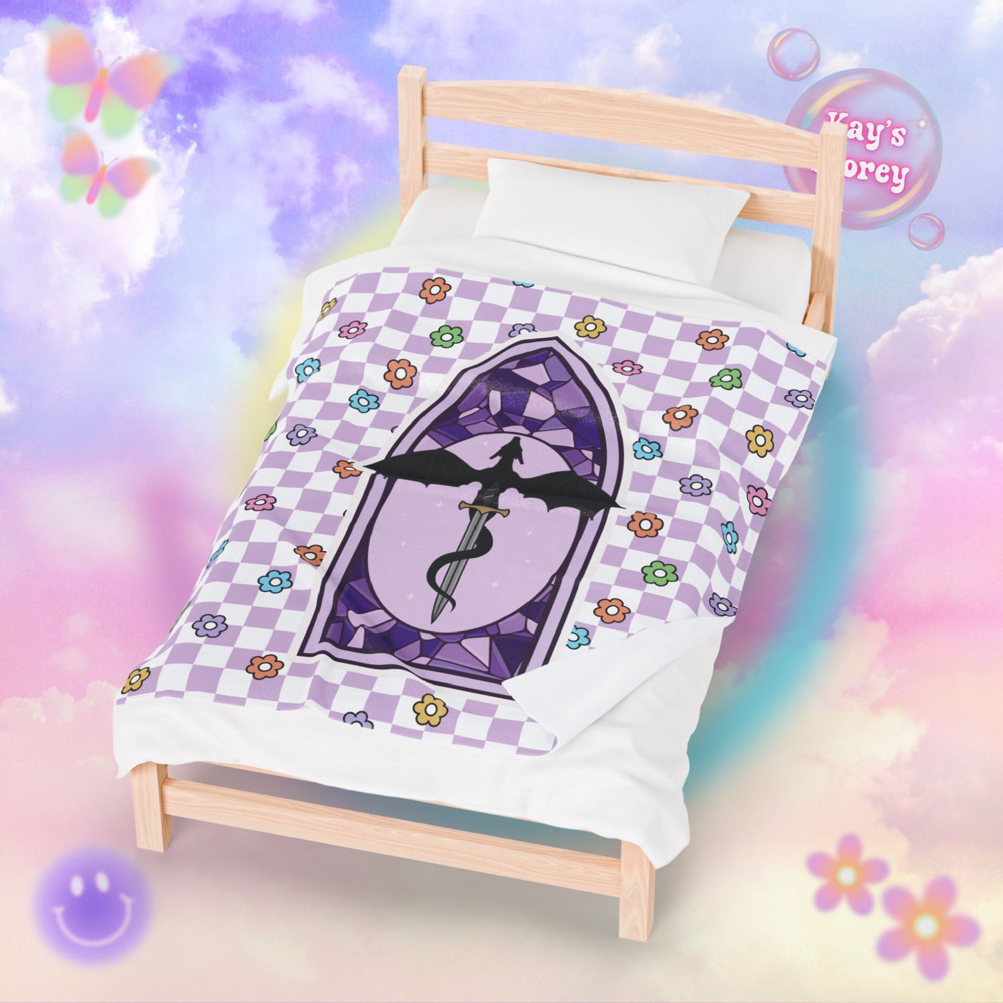 Purple Romantasy Velveteen Plush Blanket