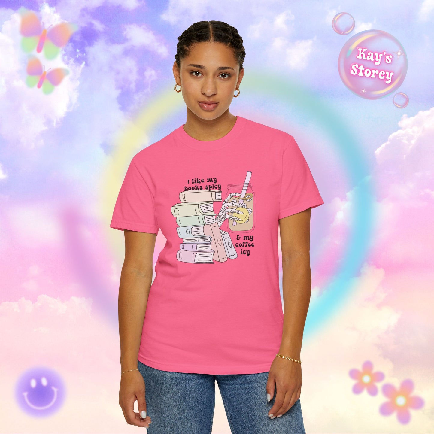 Books Spicy, Coffee Icy Comfort Colors T-Shirt