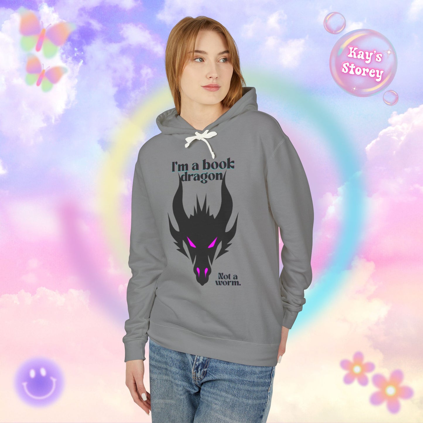 Pink Book Dragon Unisex Lightweight Hooded Sweatshirt