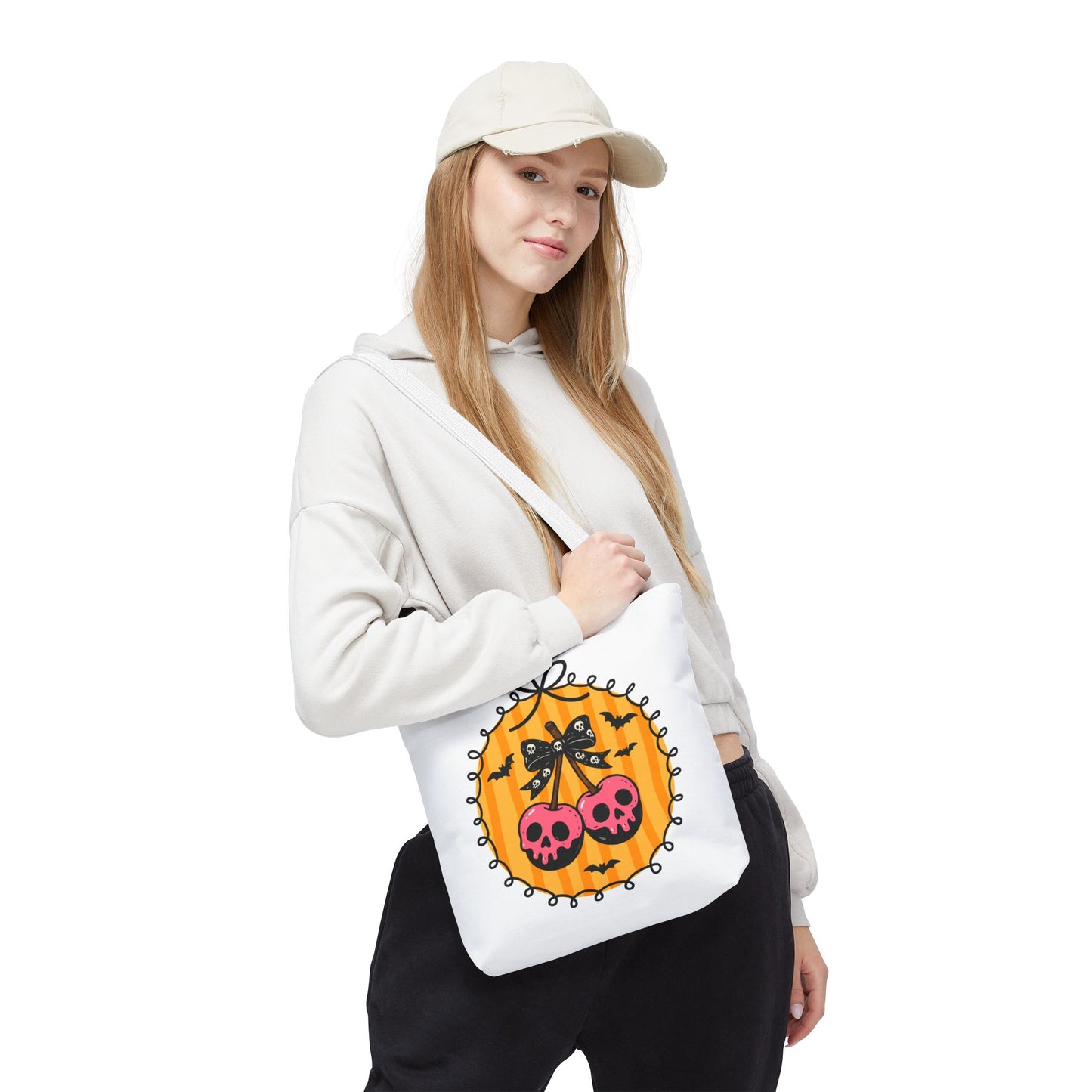 Spooky Season Cherry Skulls Tote Bag
