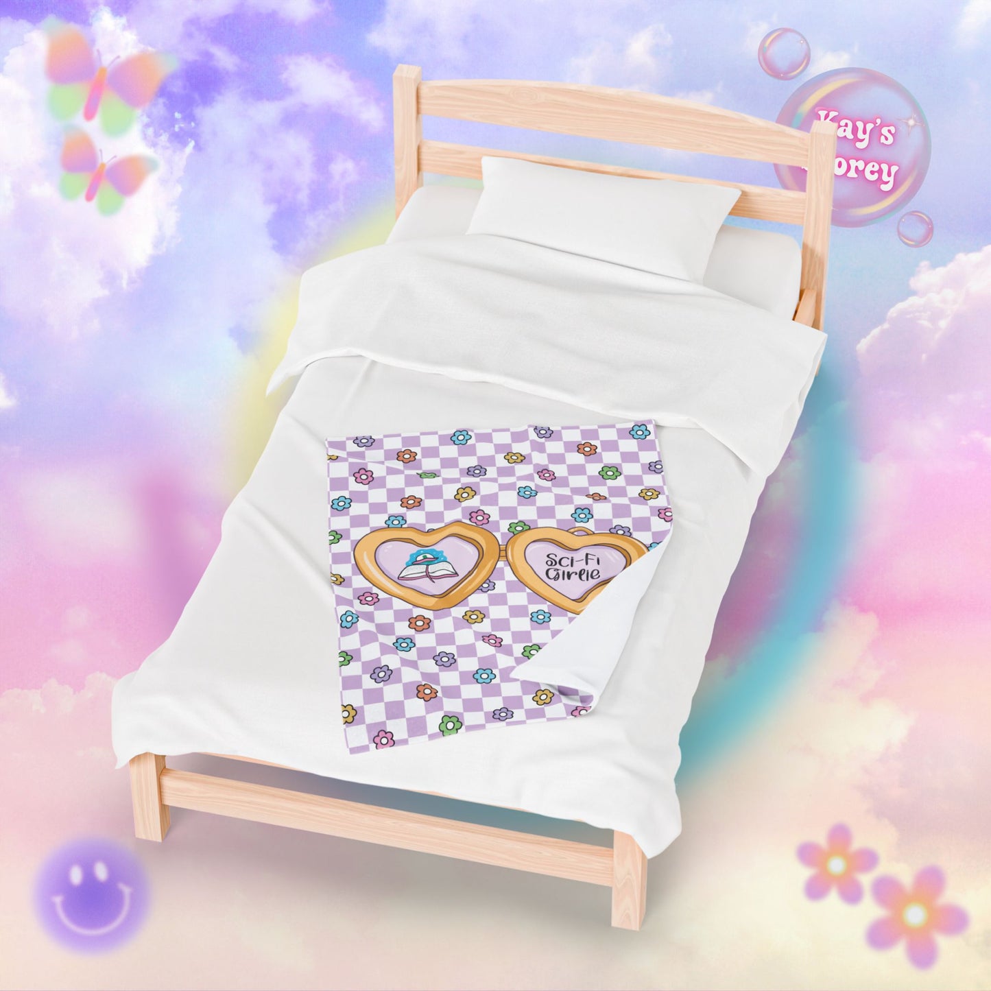 Purple Sci-Fi Girlie Velveteen Plush Blanket