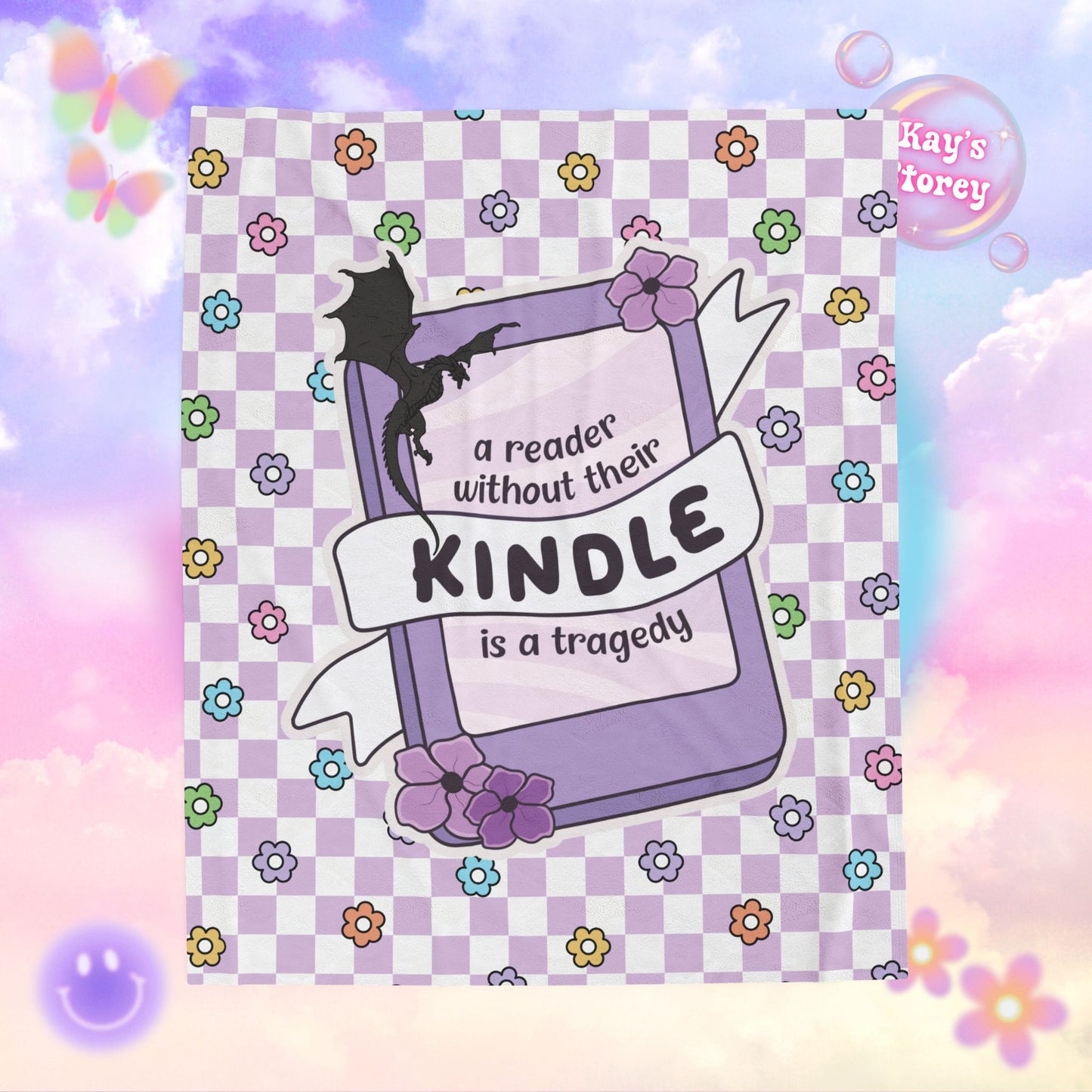 Purple Reader Without Their Kindle Velveteen Plush Blanket