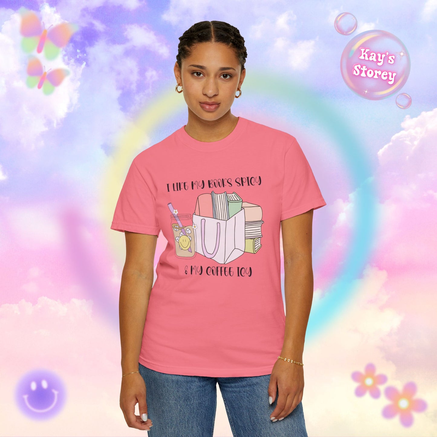 Books Spicy, Coffee Icy Comfort Colors T-Shirt