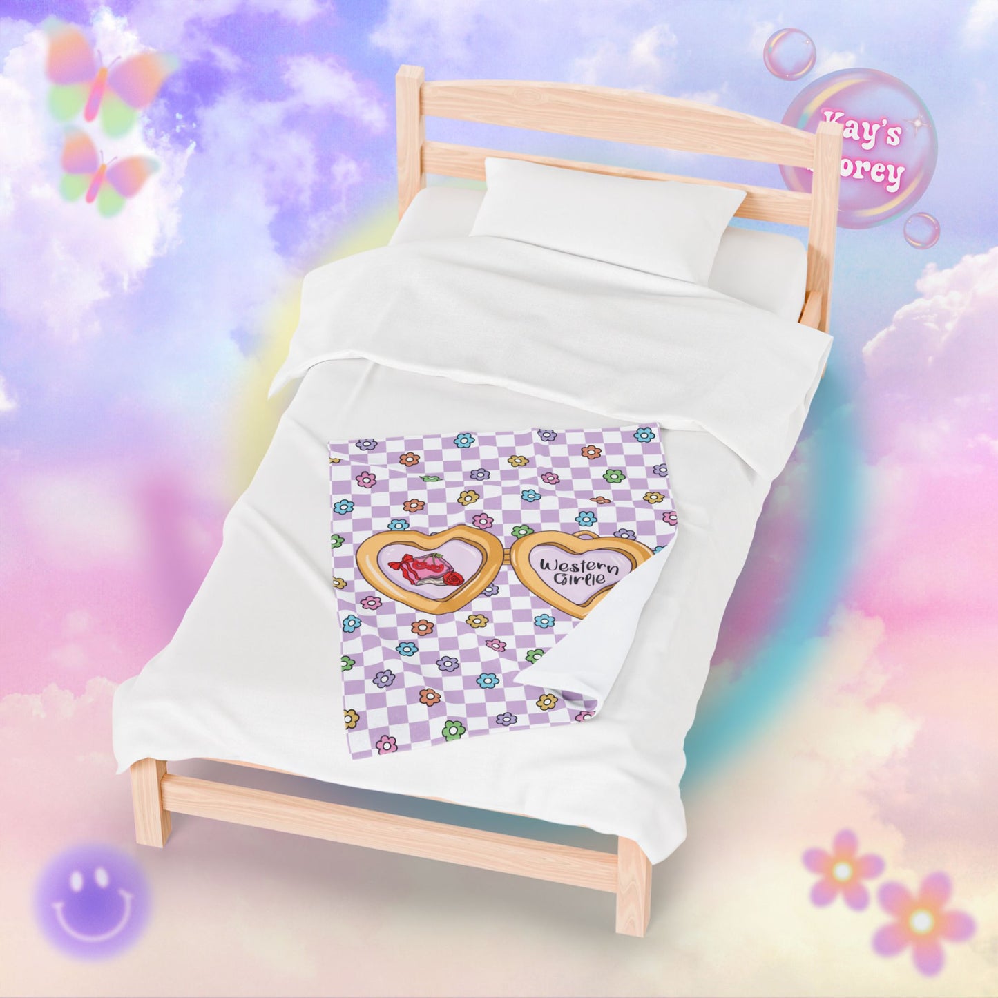 Purple Western Girlie Velveteen Plush Blanket