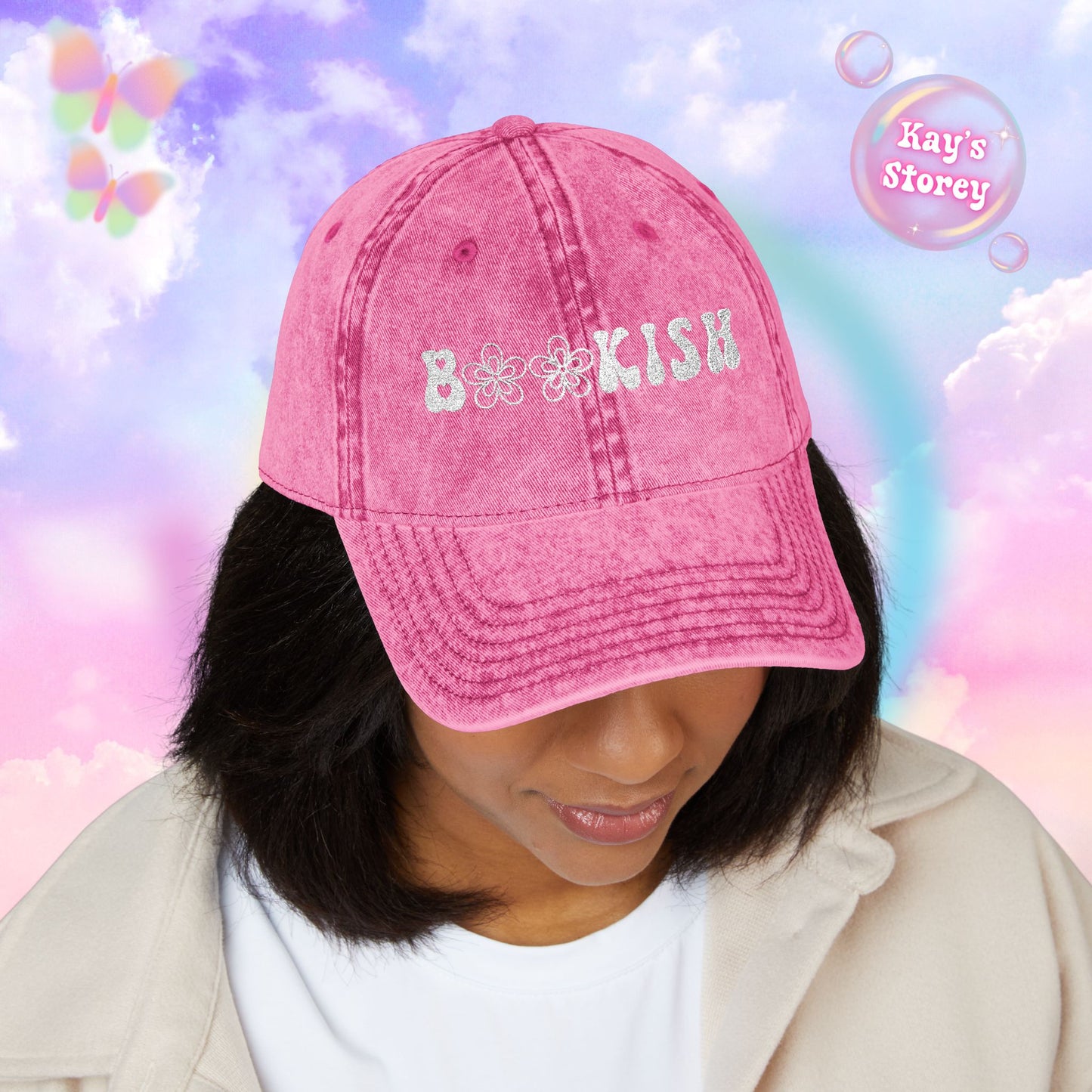 Bookish Embroidered Vintage Cap