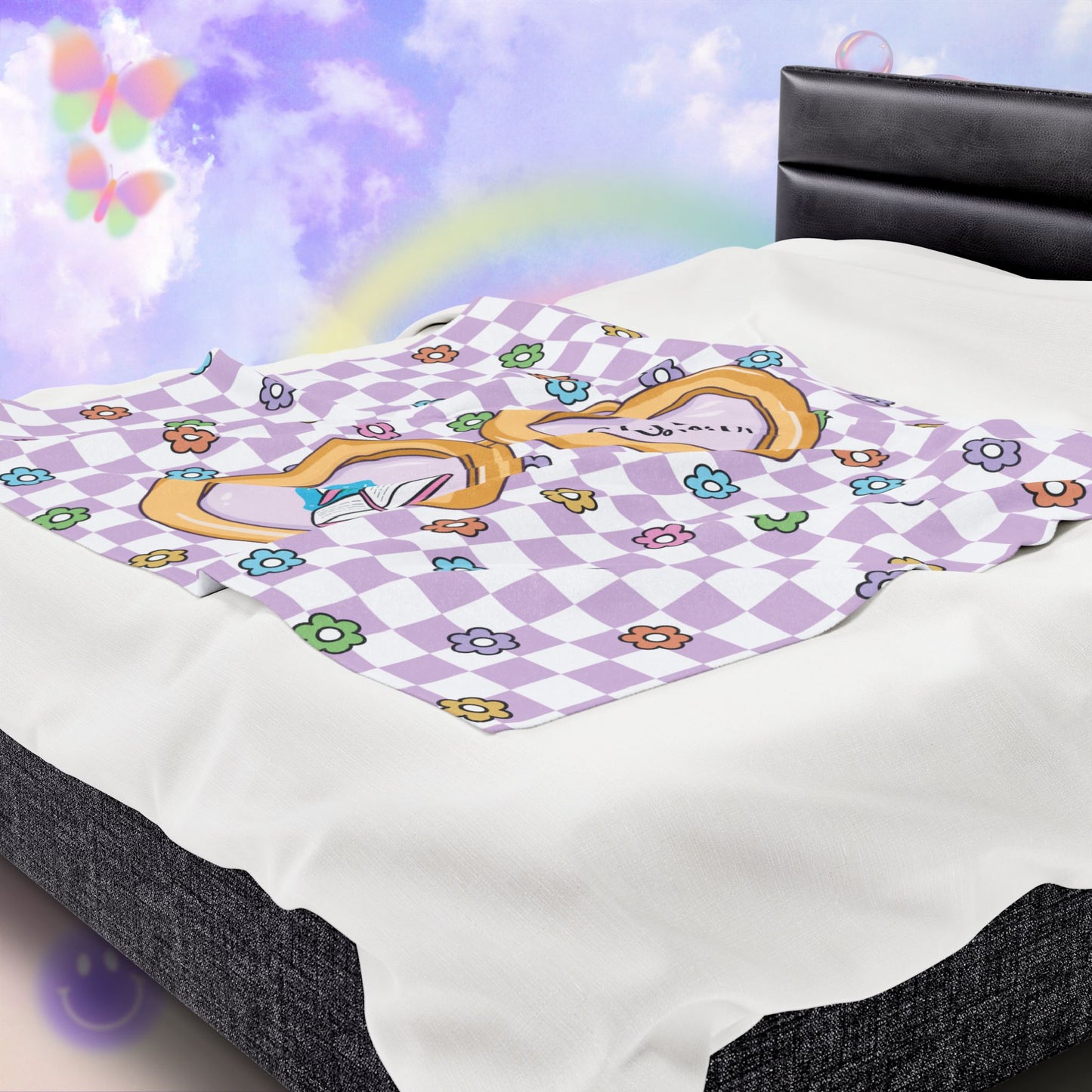Purple Sci-Fi Girlie Velveteen Plush Blanket