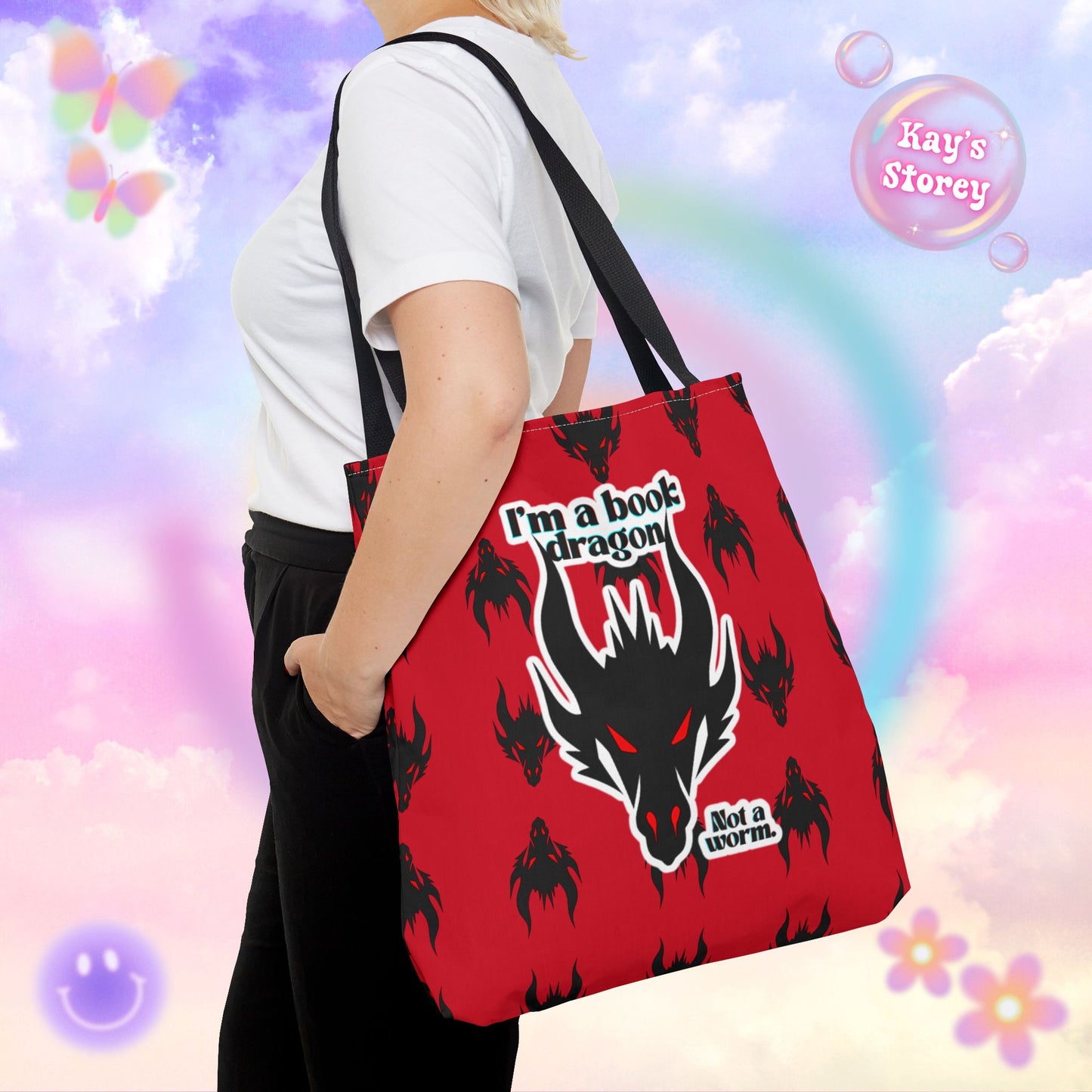 Book Dragon Red Tote Bag