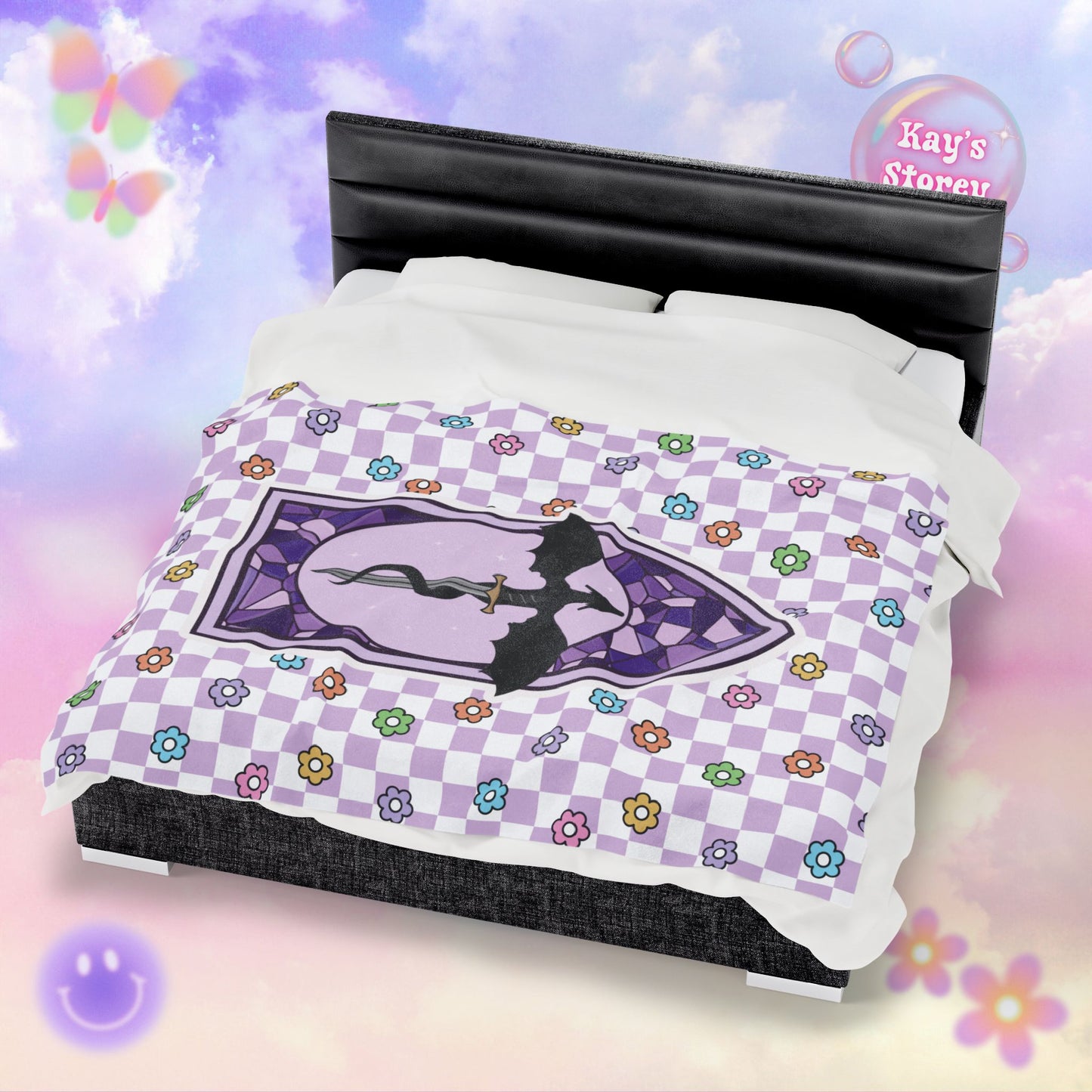 Purple Romantasy Velveteen Plush Blanket