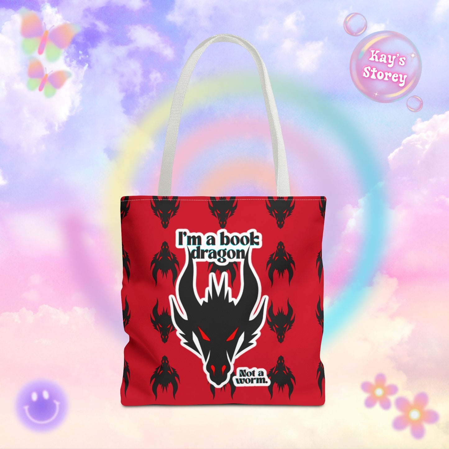 Book Dragon Red Tote Bag