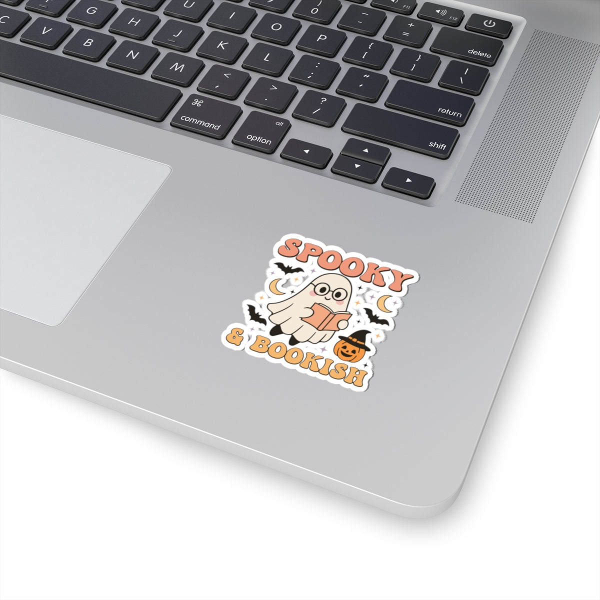 Spooky & Bookish Sticker - Kiss-Cut Stickers, Halloween Sticker, Cute Ghost Reading Design, Spooky Sticker, Decorative Sticker for Journals