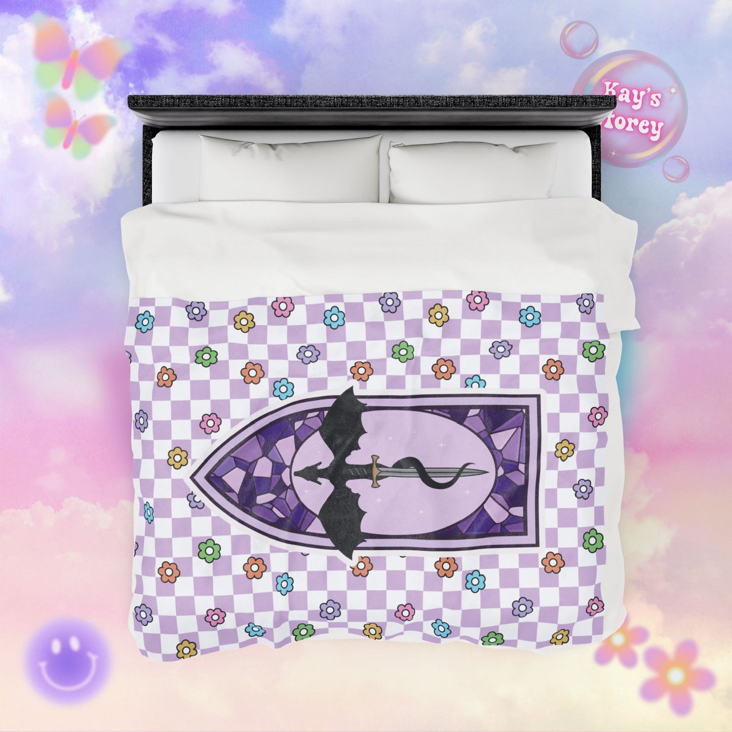 Purple Romantasy Velveteen Plush Blanket