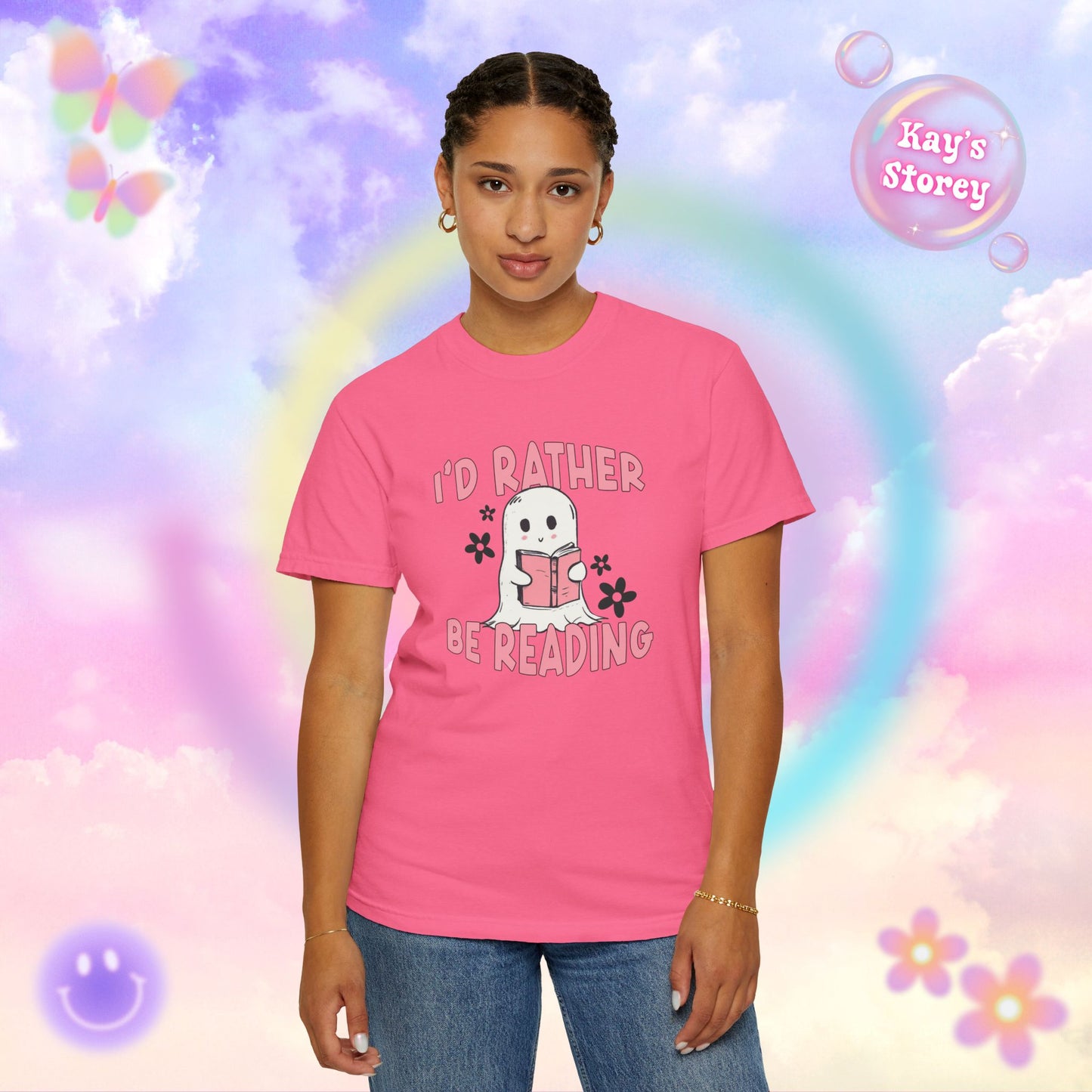 Ghostie I'd Rather Be Reading Comfort Colors T-Shirt