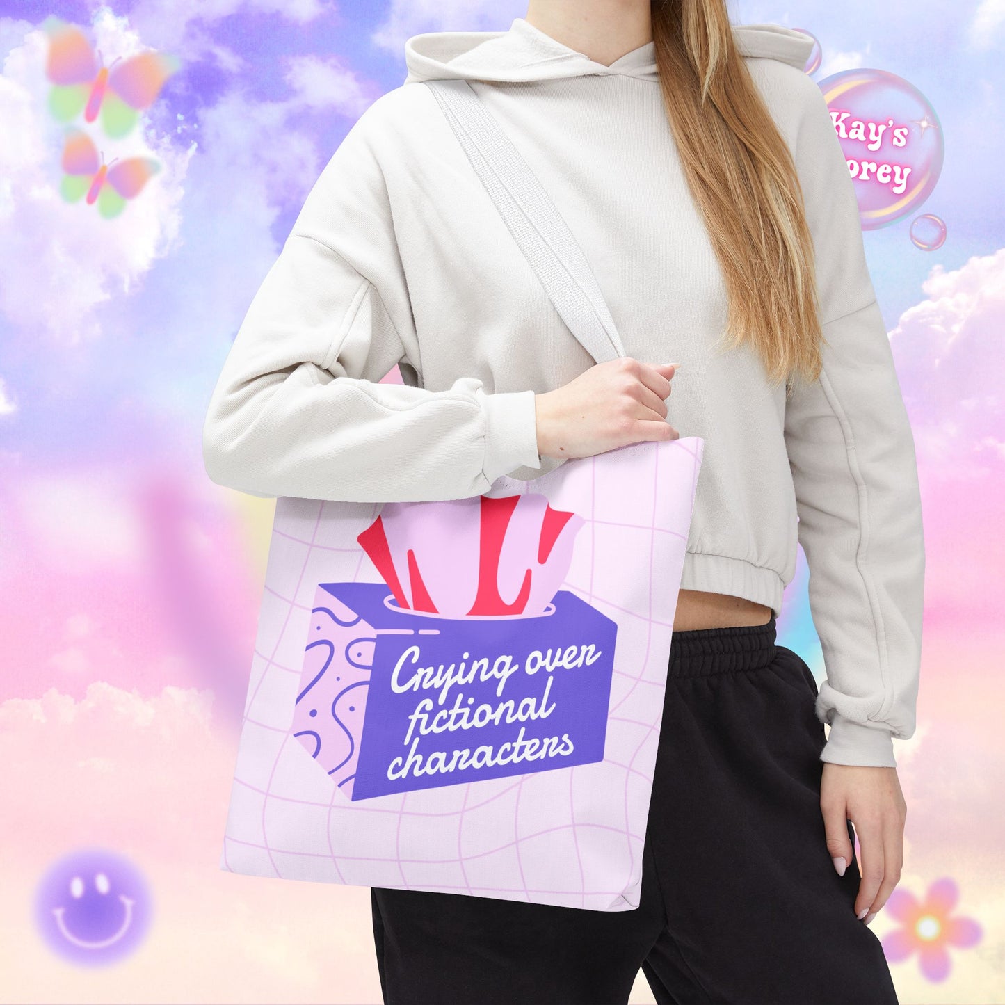 Crying over Fictional Characters Tote Bag