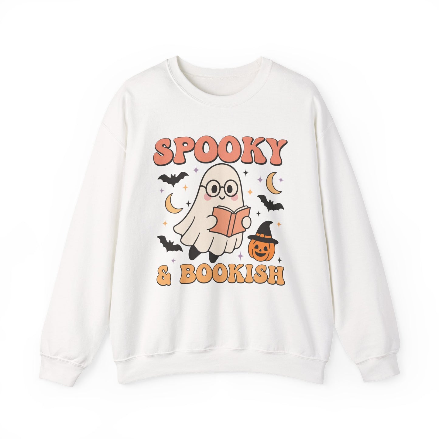 Spooky & Bookish Sweatshirt, Long Sleeve Shirt for Spooky Season Bookish Gift,  Halloween Reading Apparel
