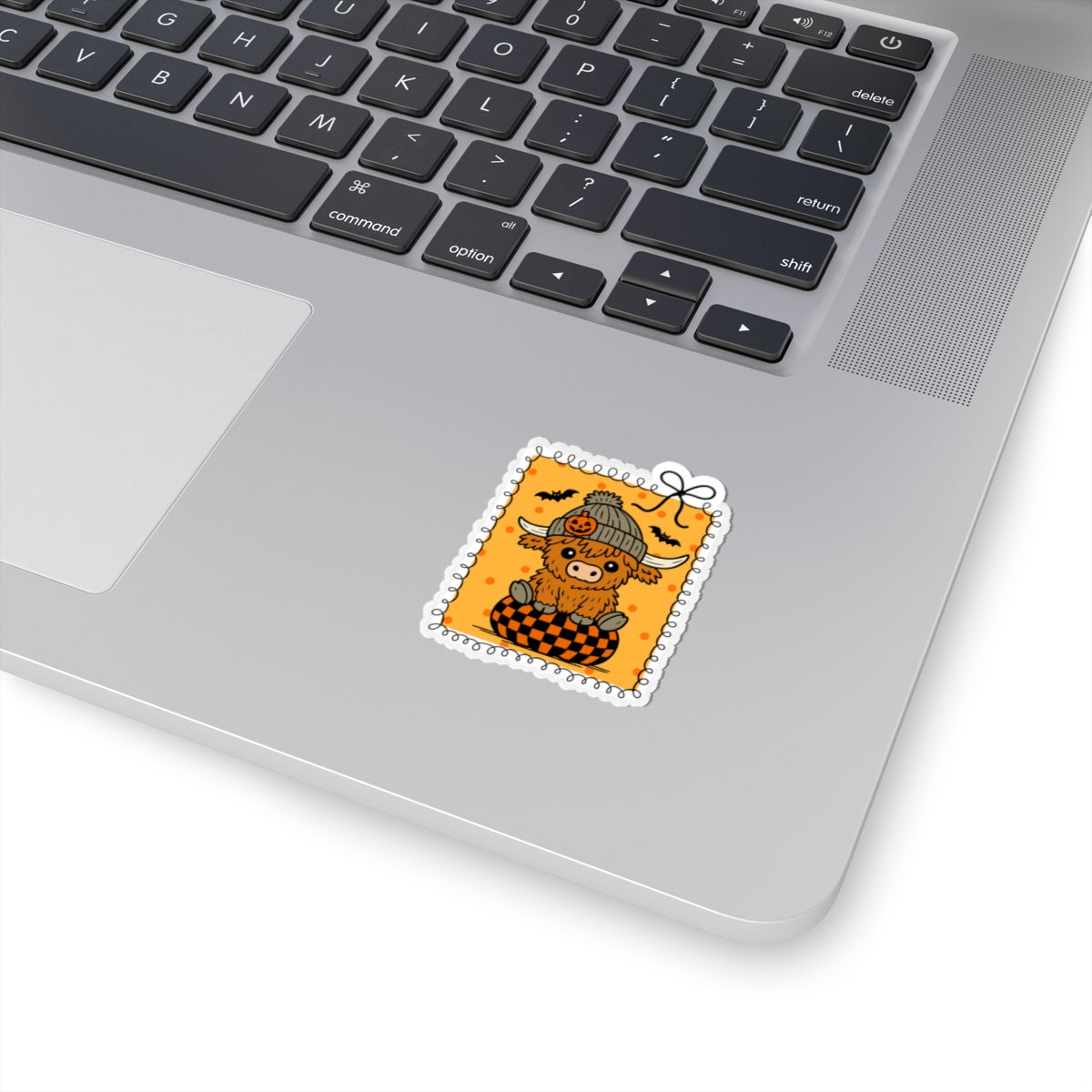 Cute Highland Cow Sticker - Kiss-Cut Stickers, Halloween Sticker, Cute Ghost Design, Spooky Sticker, Decorative Sticker for Journals