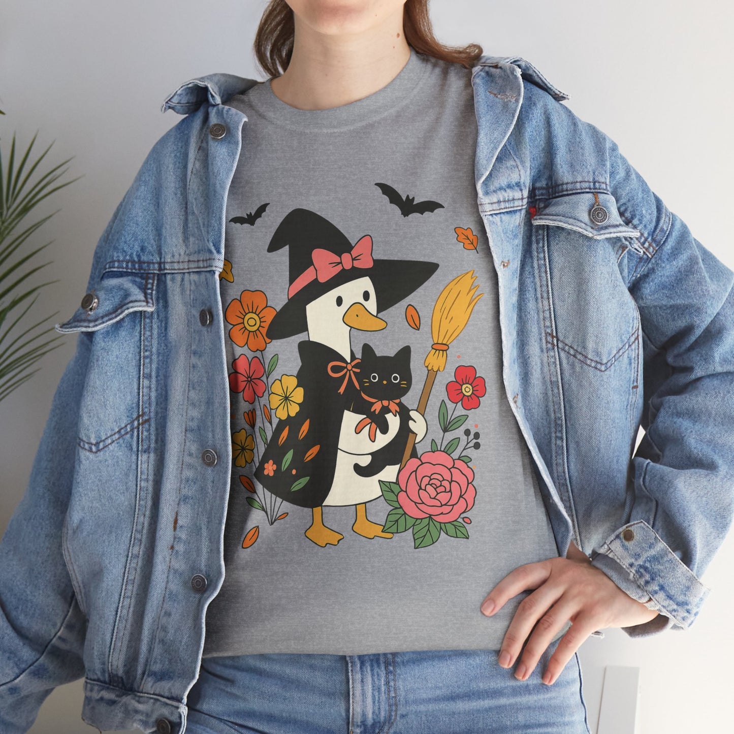 Spooky Goose and Black Cat Tee - Halloween Gift