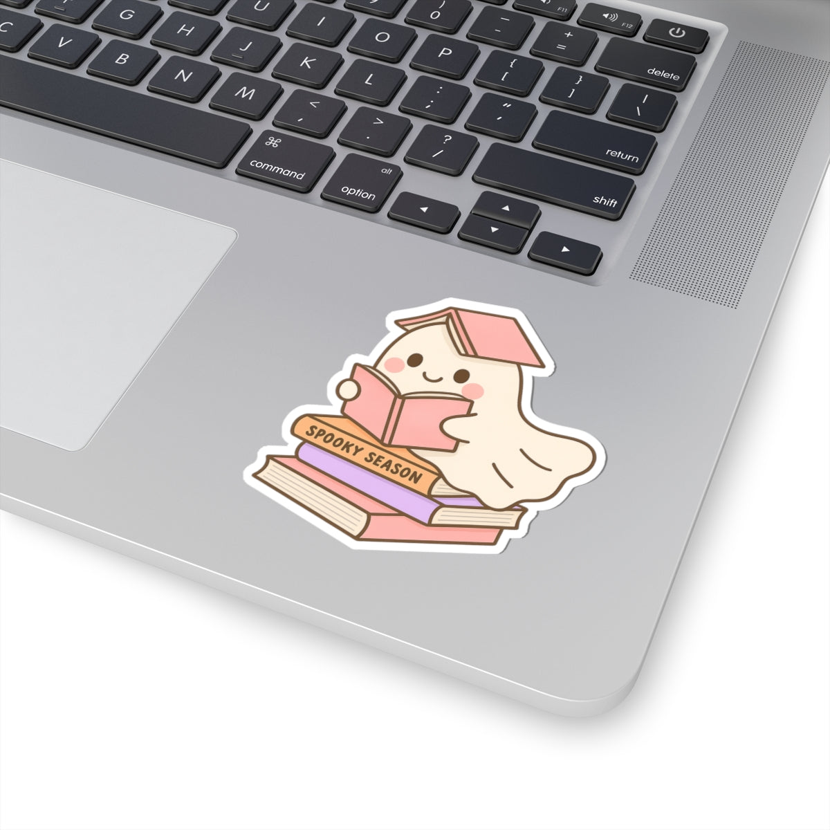 Ghostly Reading Kiss-Cut Sticker, Book Lover Sticker, Cute Sticker Set, Spooky Decals, Halloween Stickers, Vinyl Kindle Stickers