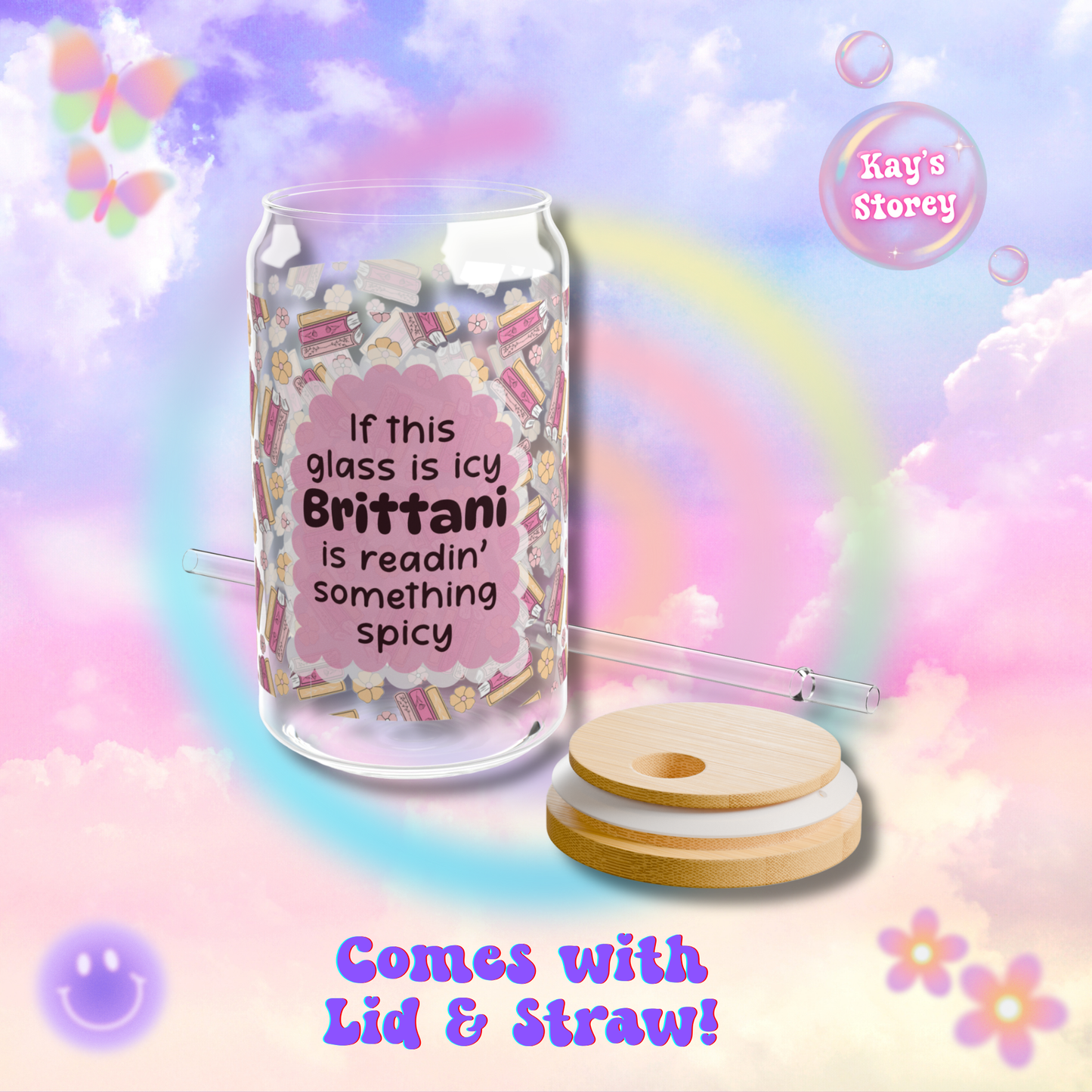 Personalized Name Bookish Icy & Spicy Sipper Glass