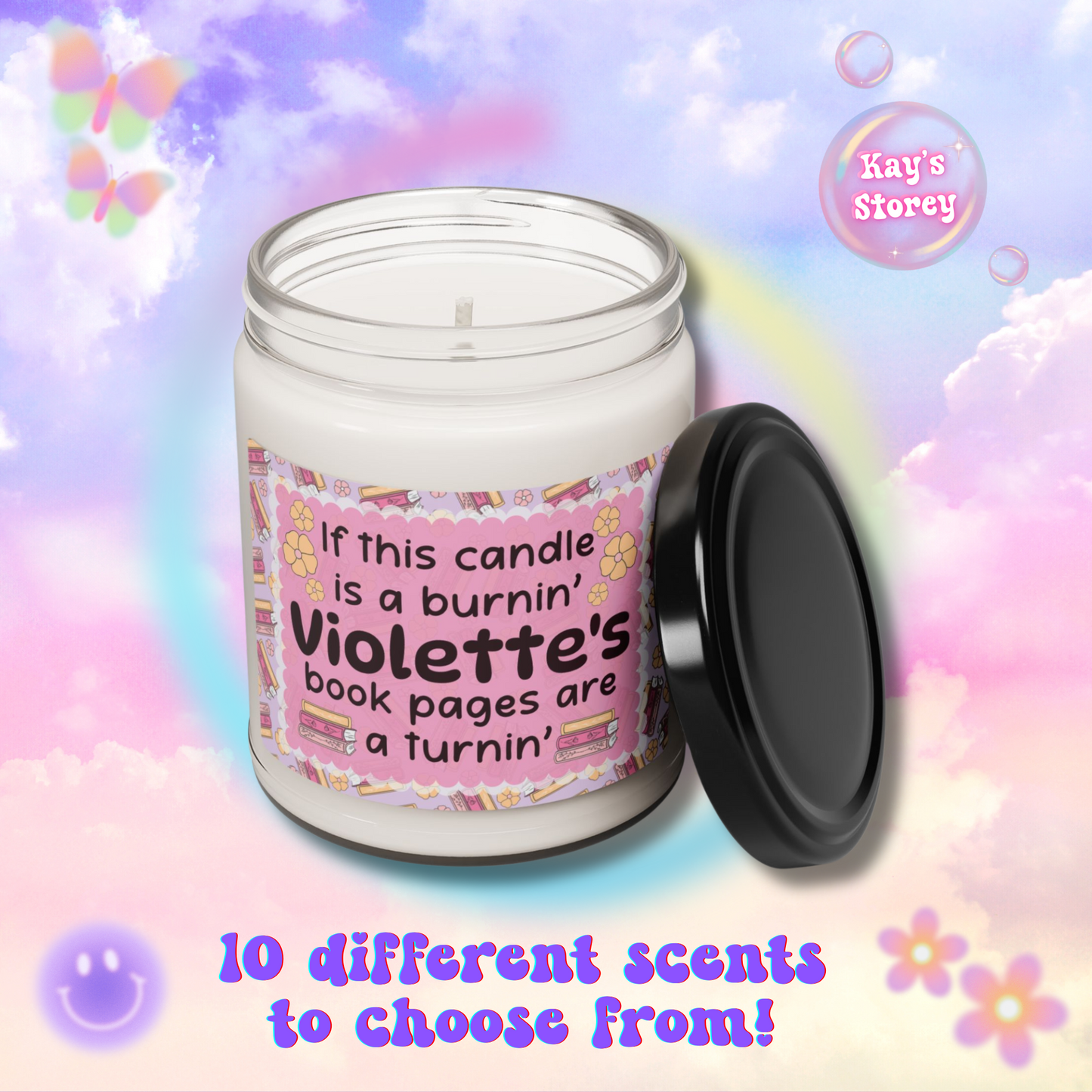 Personalized Name Bookish Soy Candle