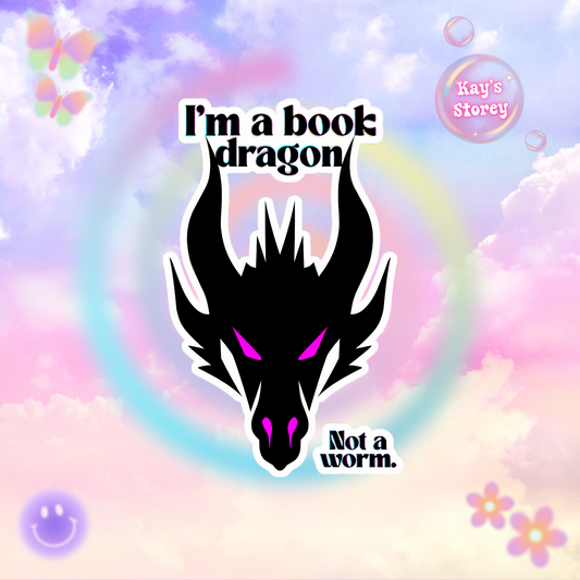 Pink Book Dragon Sticker