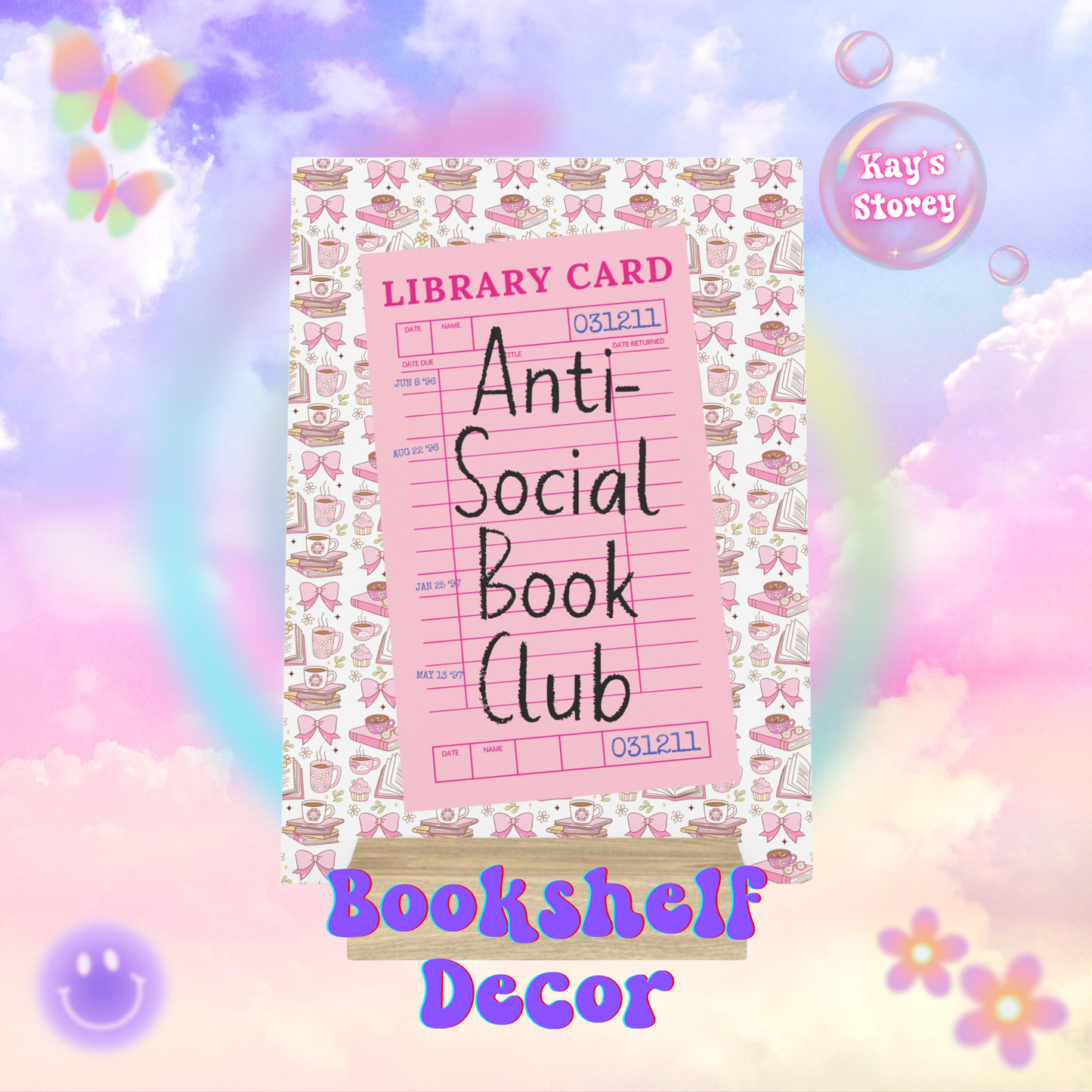 Anti-Social Book Club Bookshelf Decor with Stand