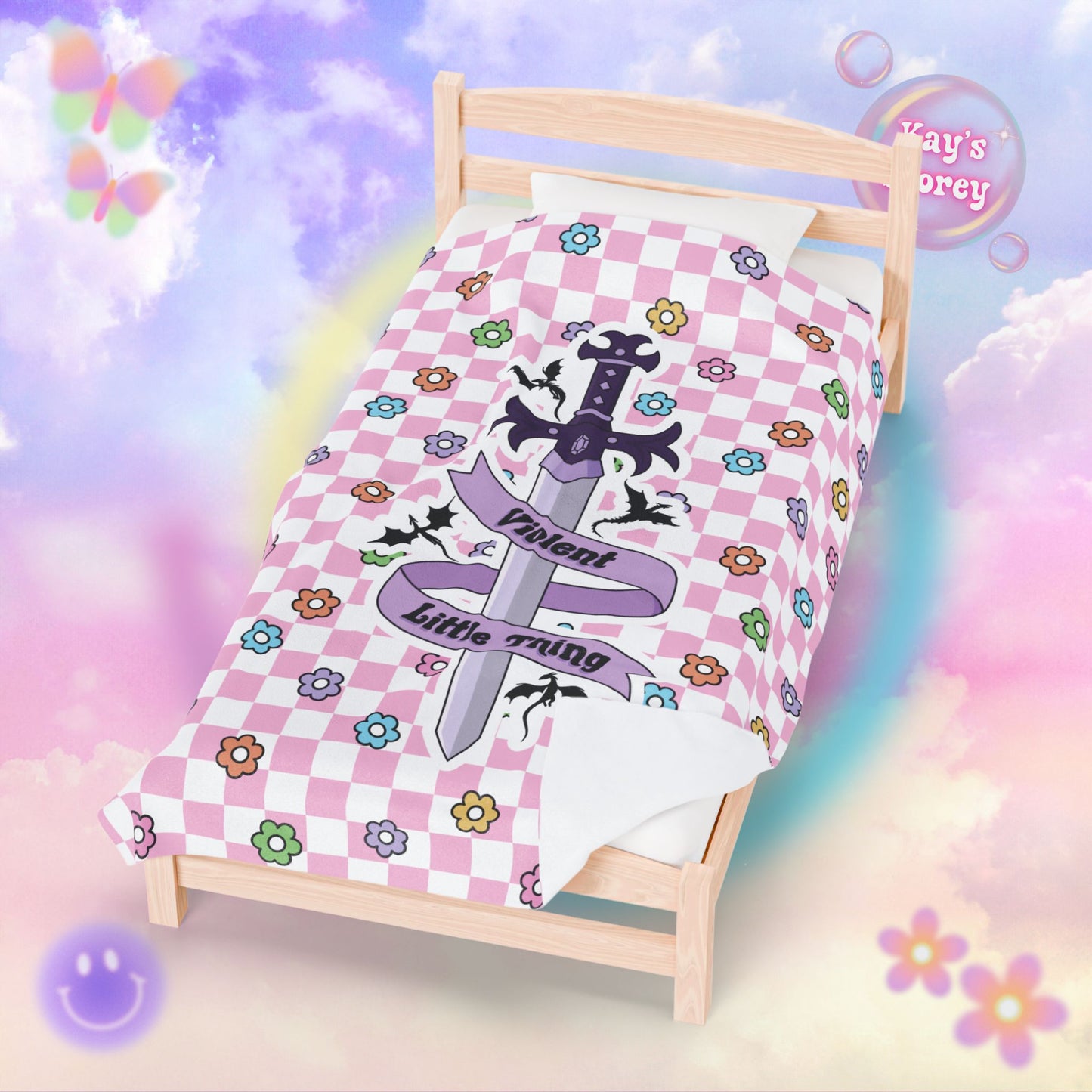 Pink Violent Little Thing Velveteen Plush Blanket