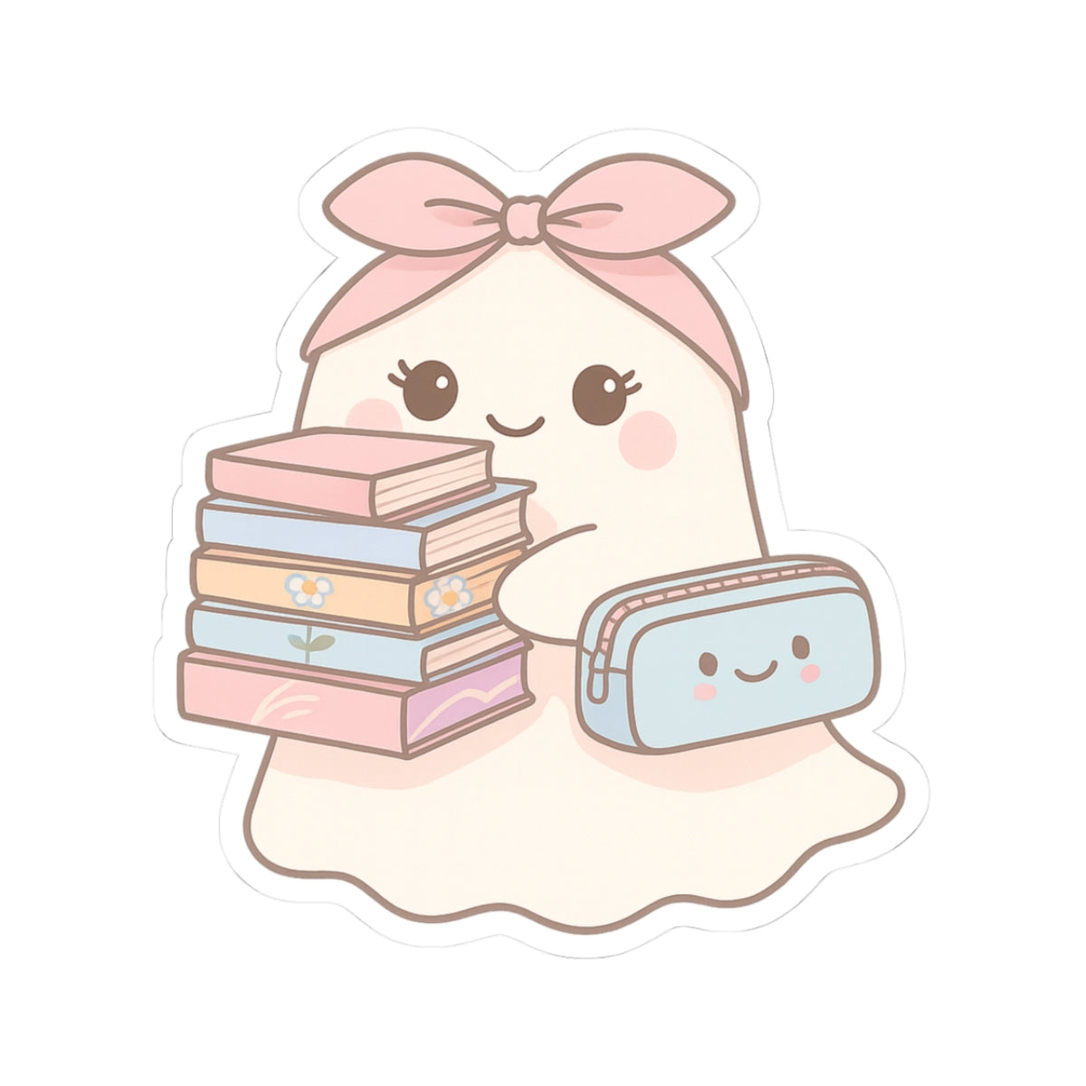 Annotation Ghostly Reading Kiss-Cut Sticker, Book Lover Sticker, Cute Sticker Set, Spooky Decals, Halloween Stickers, Vinyl Kindle Stickers