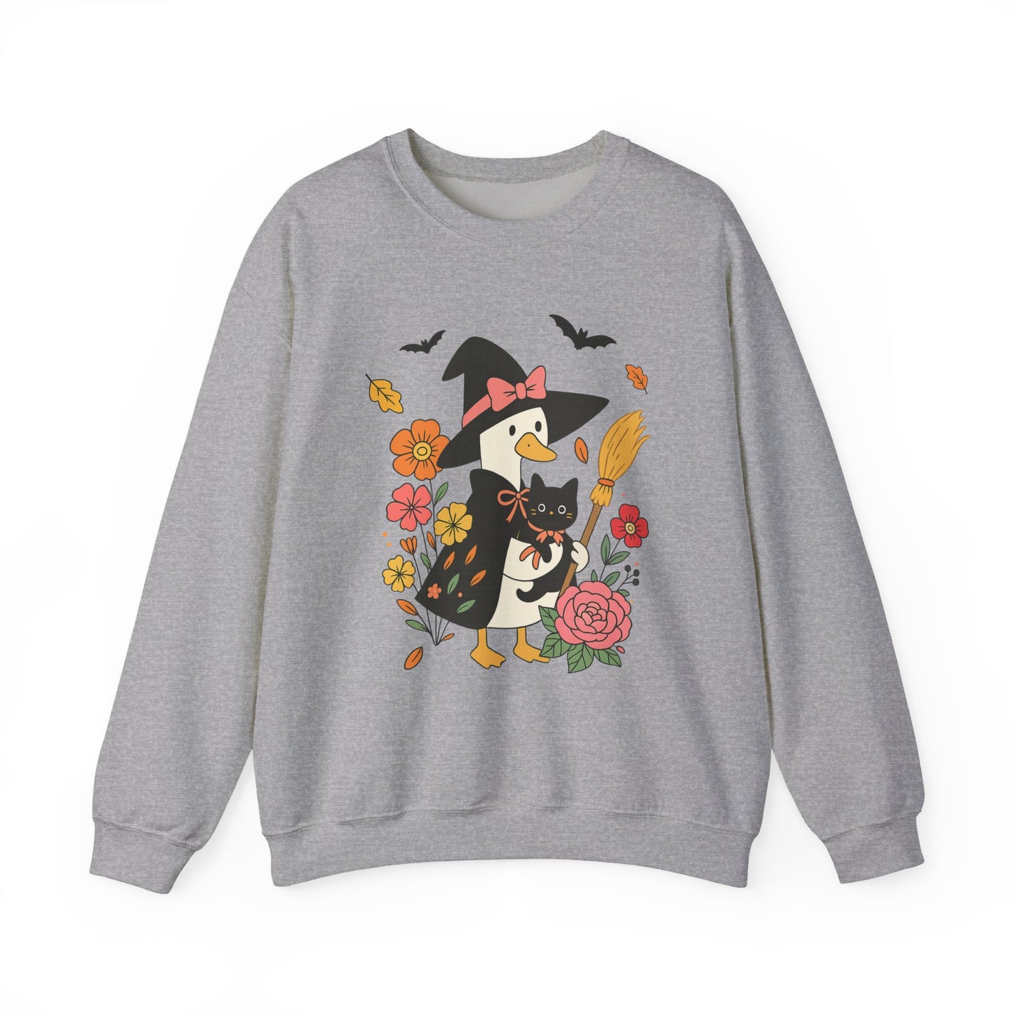 Spooky Goose & Black Cat Sweatshirt, Long Sleeve Shirt for Spooky Season Bookish Gift,  Halloween Reading Apparel