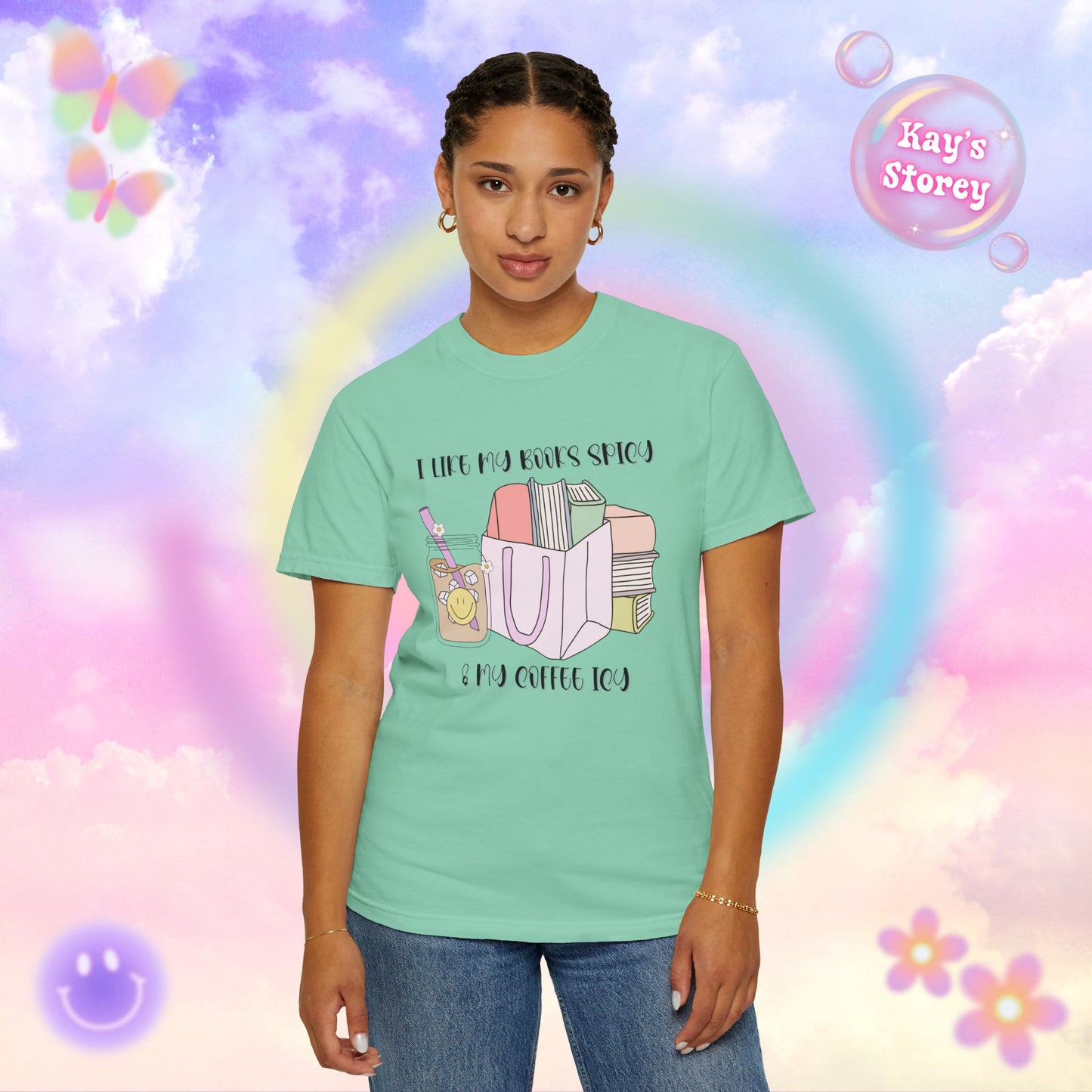 Books Spicy, Coffee Icy Comfort Colors T-Shirt