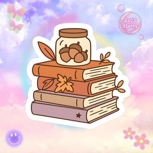 Autumn Book Stack Stickers, Fall Reading Planner Stickers, Book Lover Gifts, Bookworm Decals, Cozy Reading Accessories, Seasonal