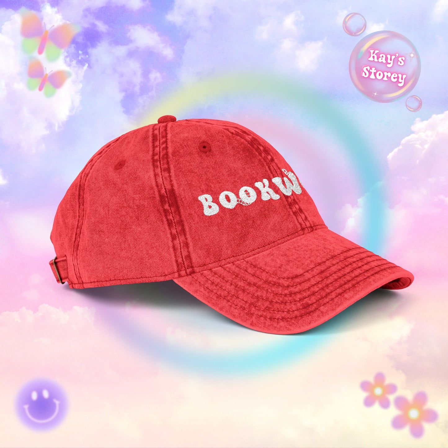 Bookworm Embroidered Vintage Cap
