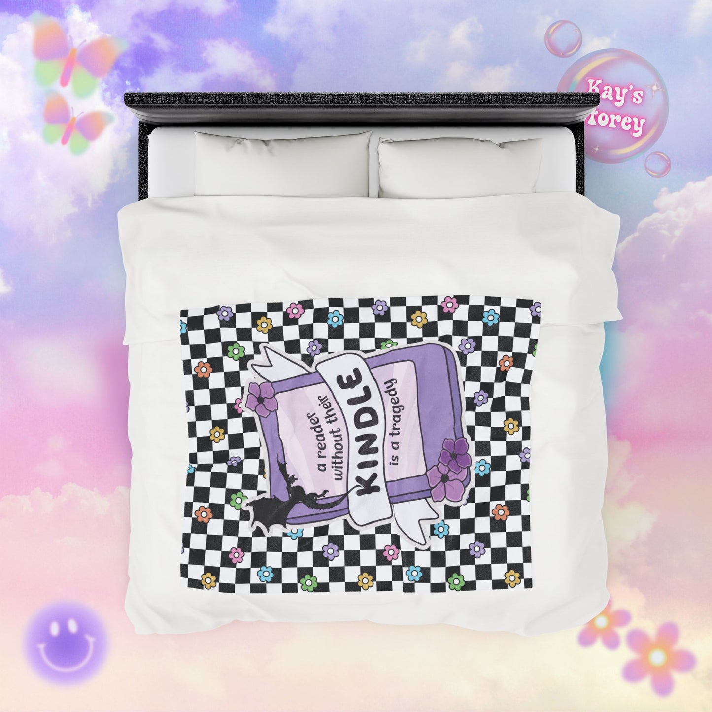 Reader Without Their Kindle Velveteen Plush Blanket