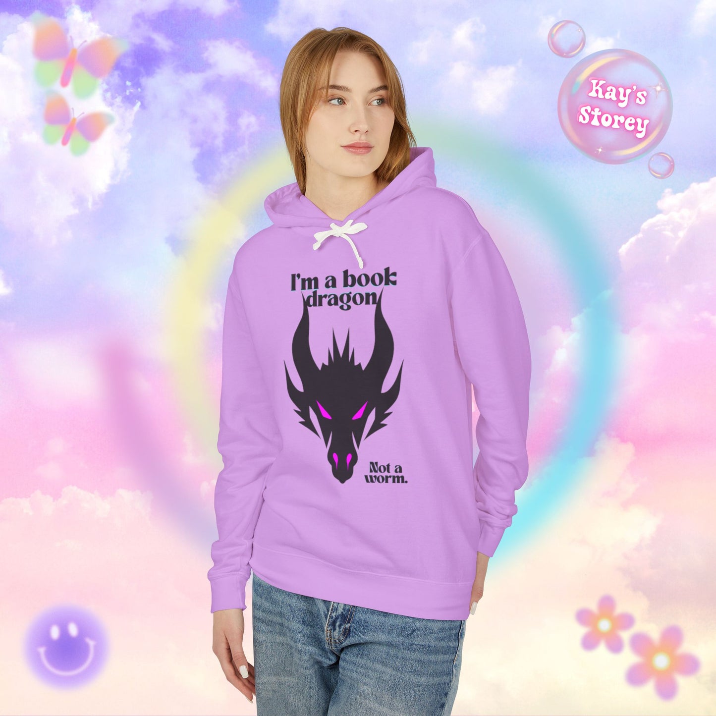 Pink Book Dragon Unisex Lightweight Hooded Sweatshirt